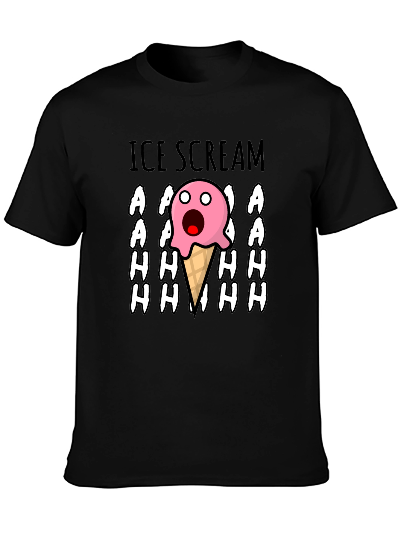 Black Ice Scream Graphic Tee - Funny Cartoon T-Shirt view 3