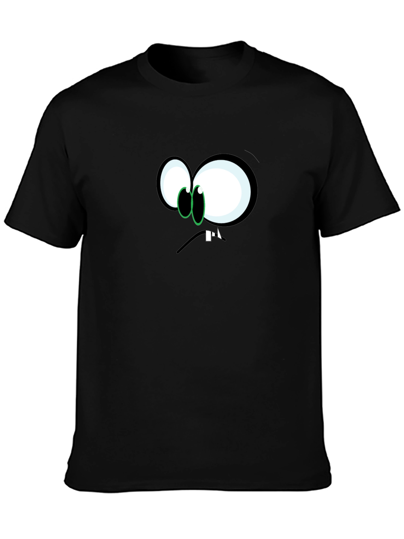 Black Funny Cartoon Face Graphic Black T-Shirt view 3