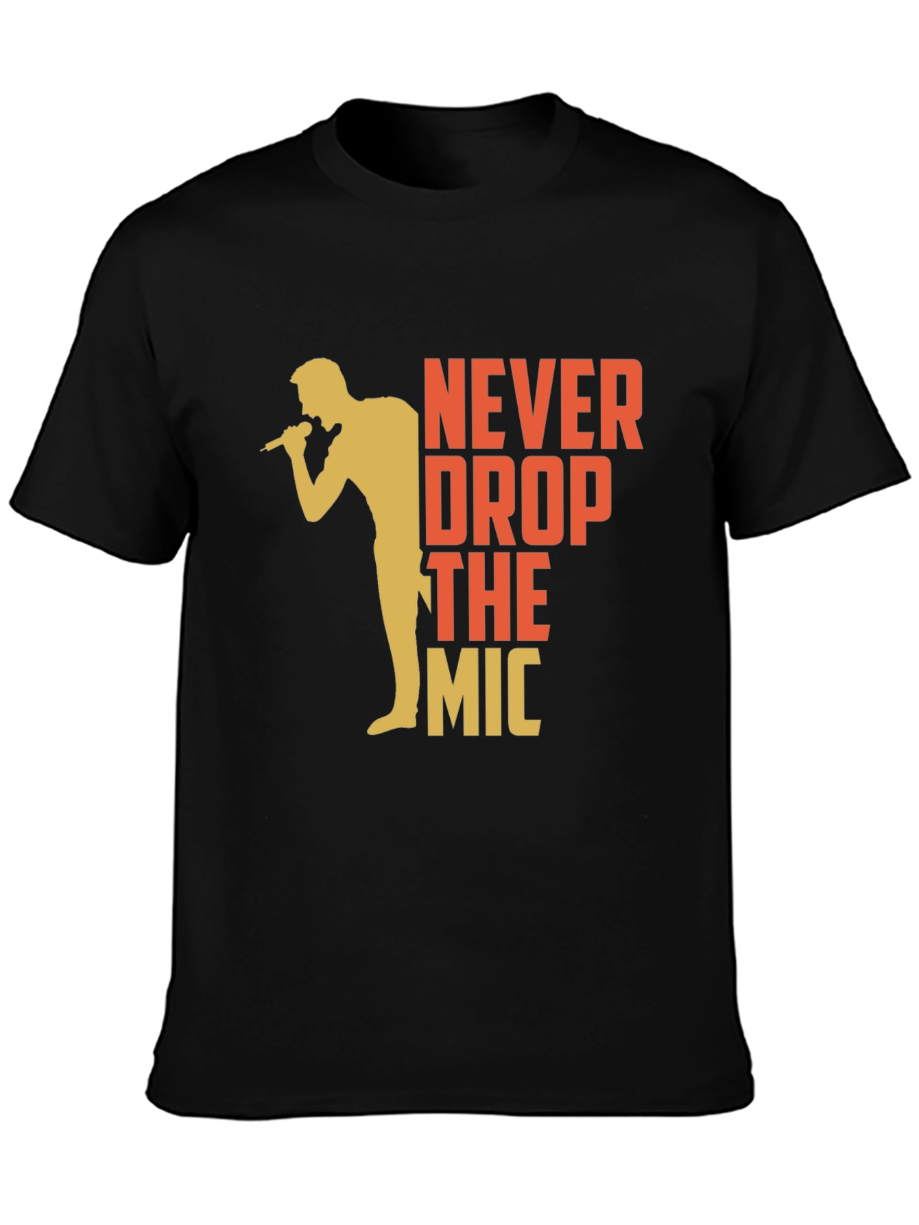 Black Never Drop The Mic Graphic Tee - Black Cotton T-Shirt view 3