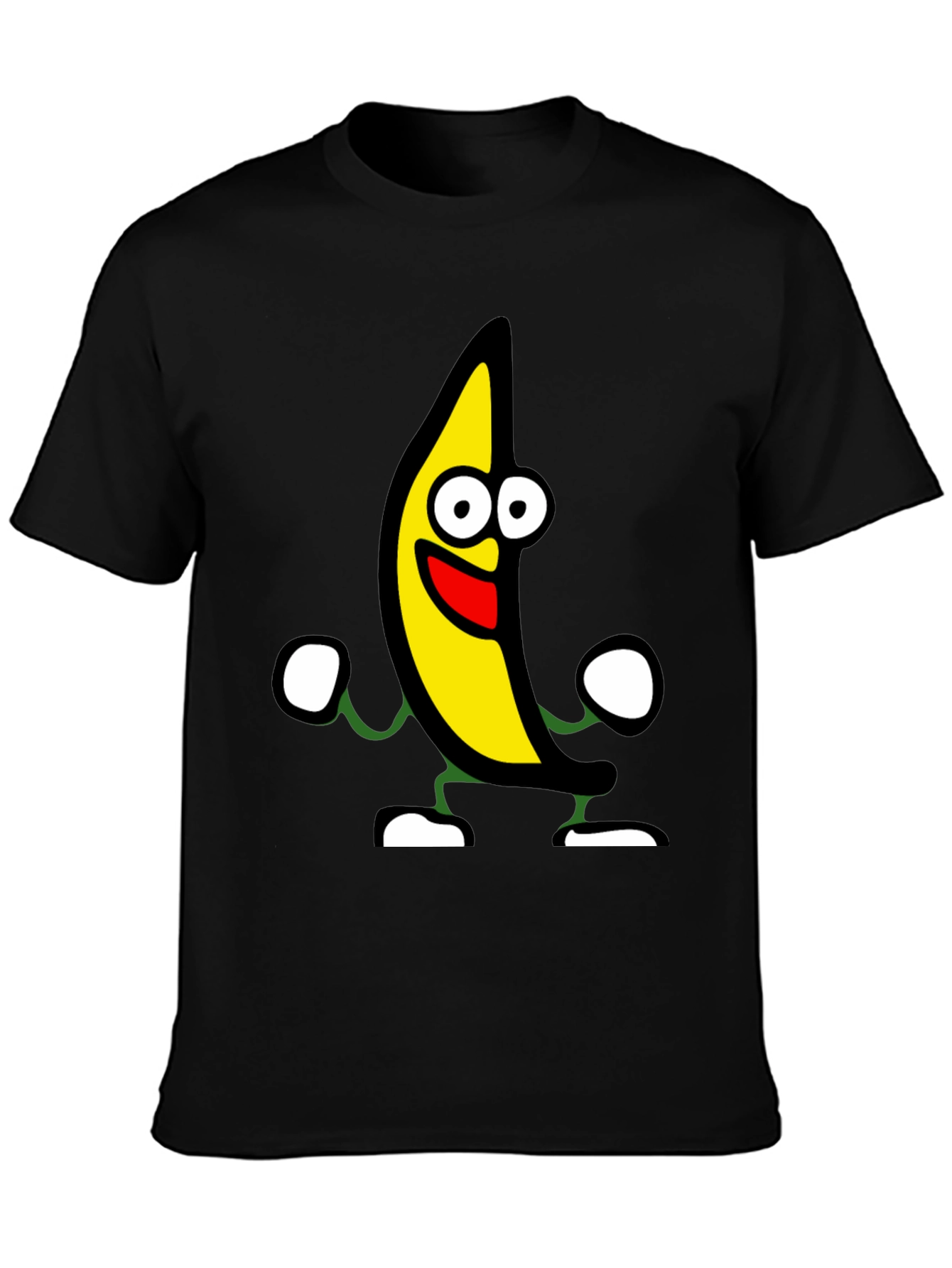 Black Funny Banana Cartoon Graphic Black T-Shirt view 3