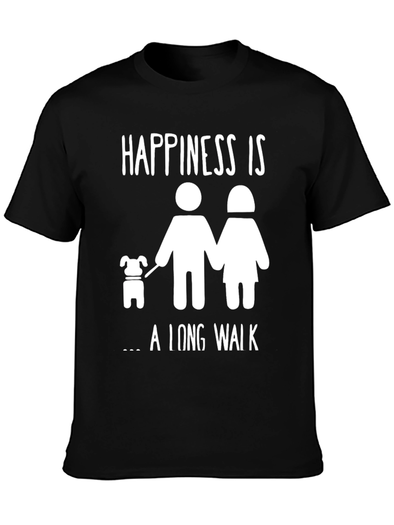 Black Happiness is a Long Walk T-Shirt - Cute Dog Lover Tee view 3