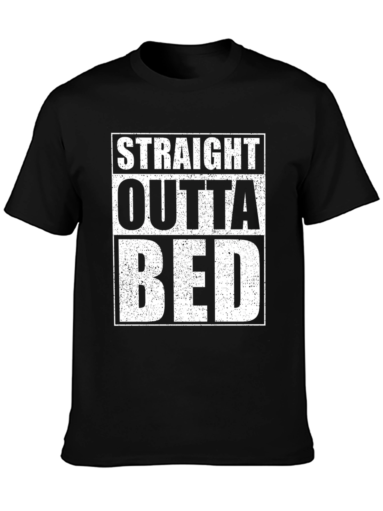 Black Straight Outta Bed T-Shirt - Funny Slogan Tee view 3