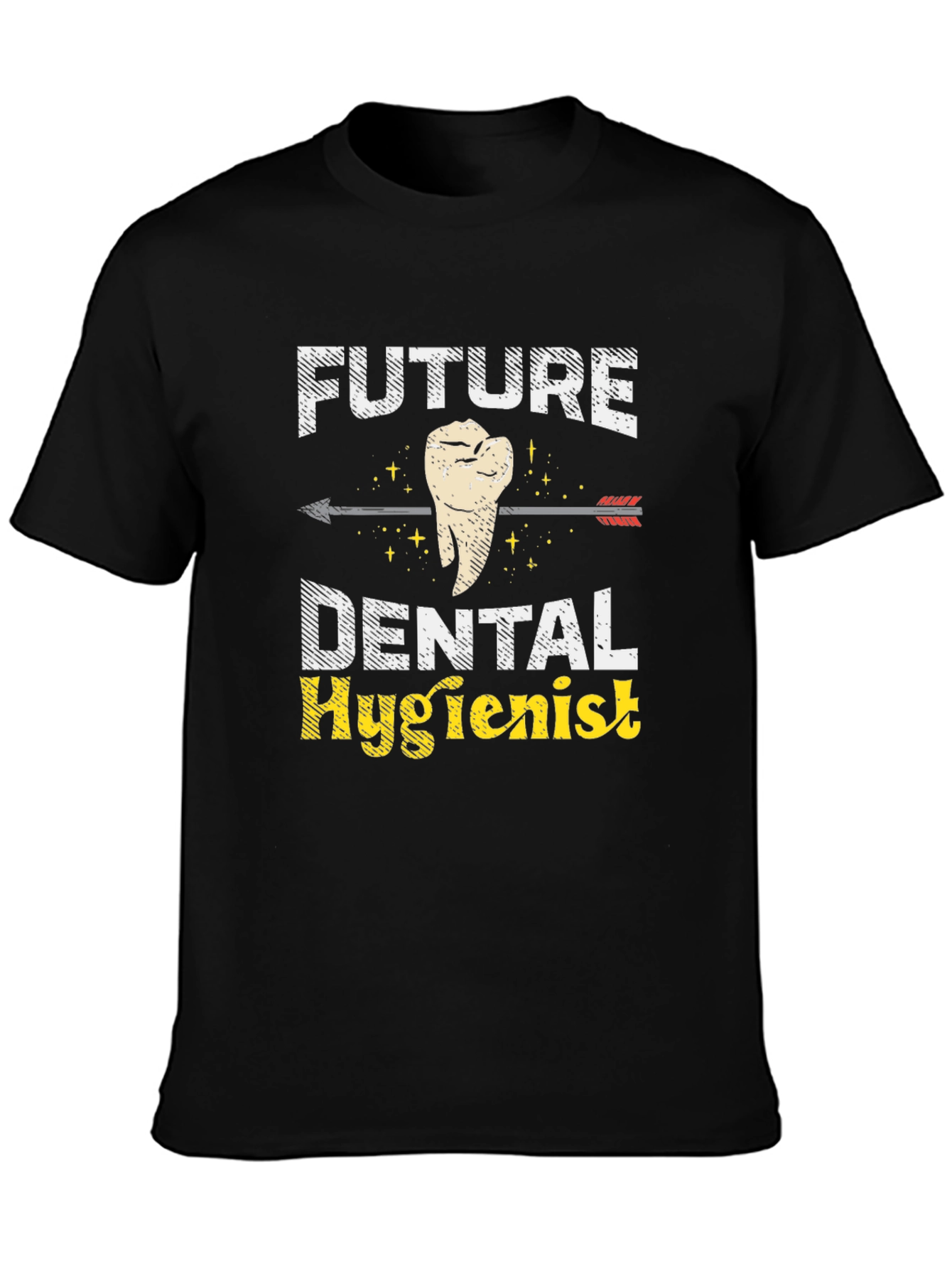 Black Future Dental Hygienist Black Graphic T-Shirt view 3