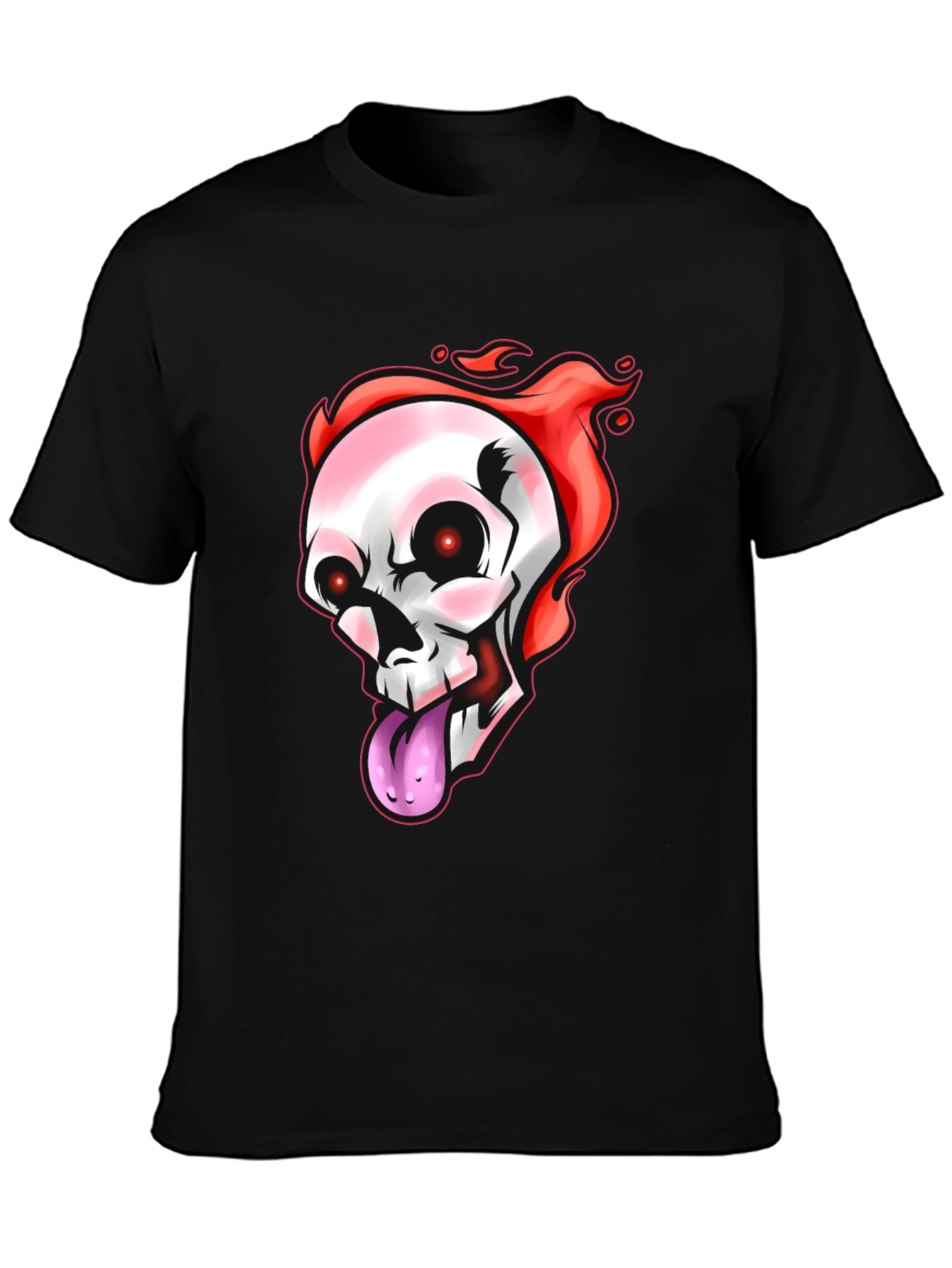 Black Flaming Skull Graphic Tee - Men's Black T-Shirt view 3