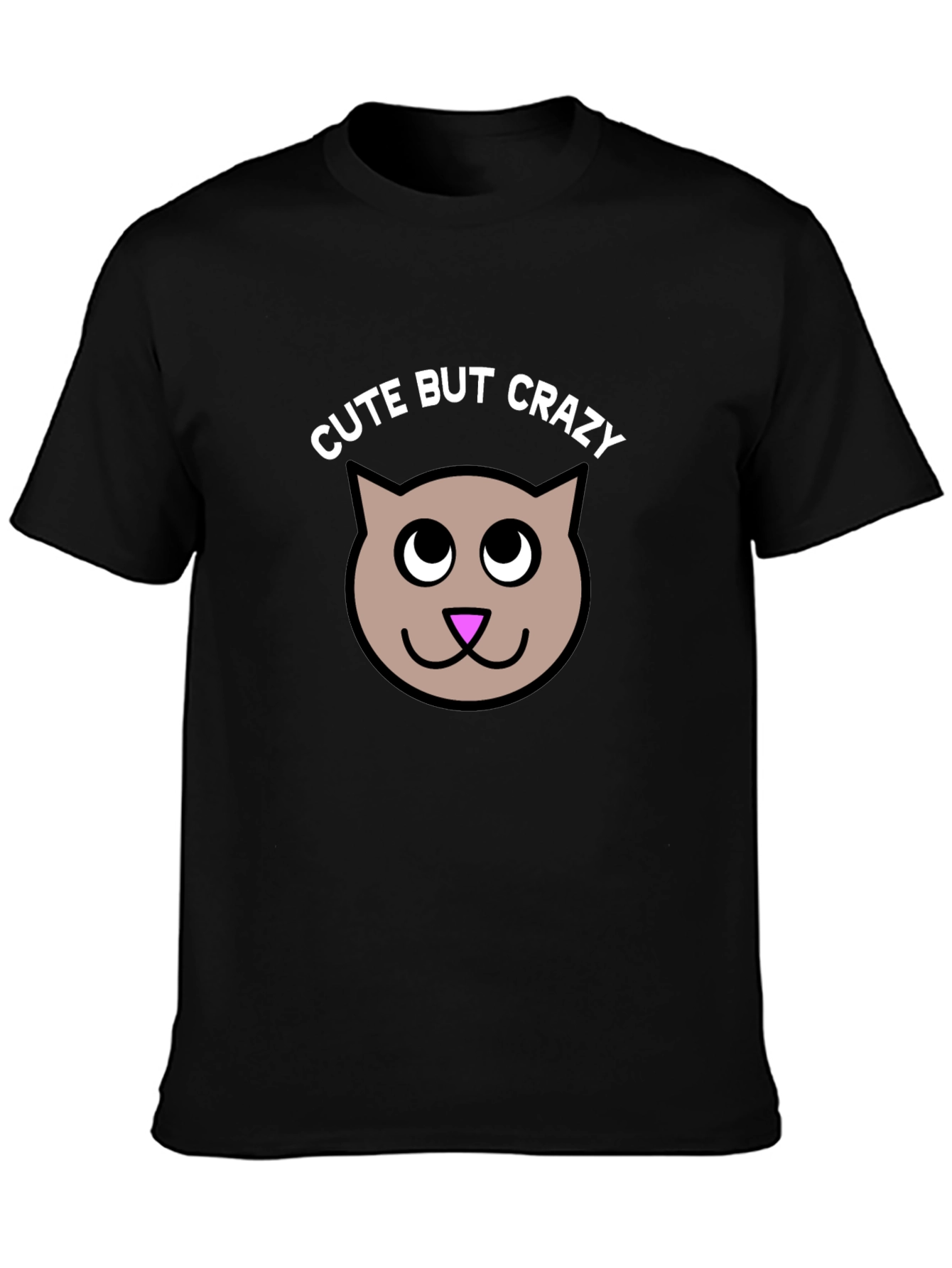 Black Cute But Crazy Kitty T-Shirt - Soft Cotton Tee view 3
