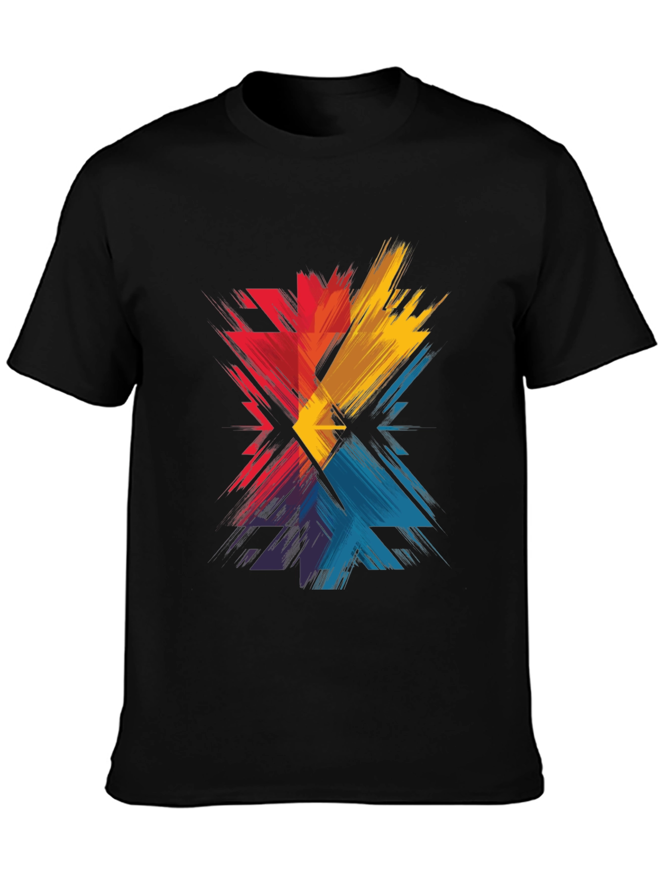 Black Abstract Color Burst Graphic Tee - Men's Black T-Shirt view 3