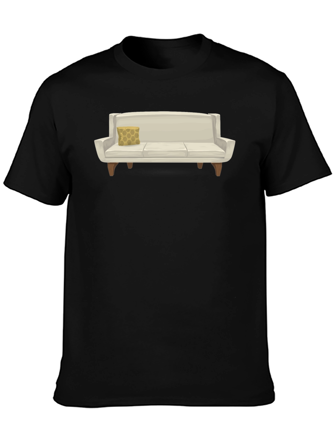 Black Modern Couch Graphic Tee - Comfortable Black T-Shirt view 3
