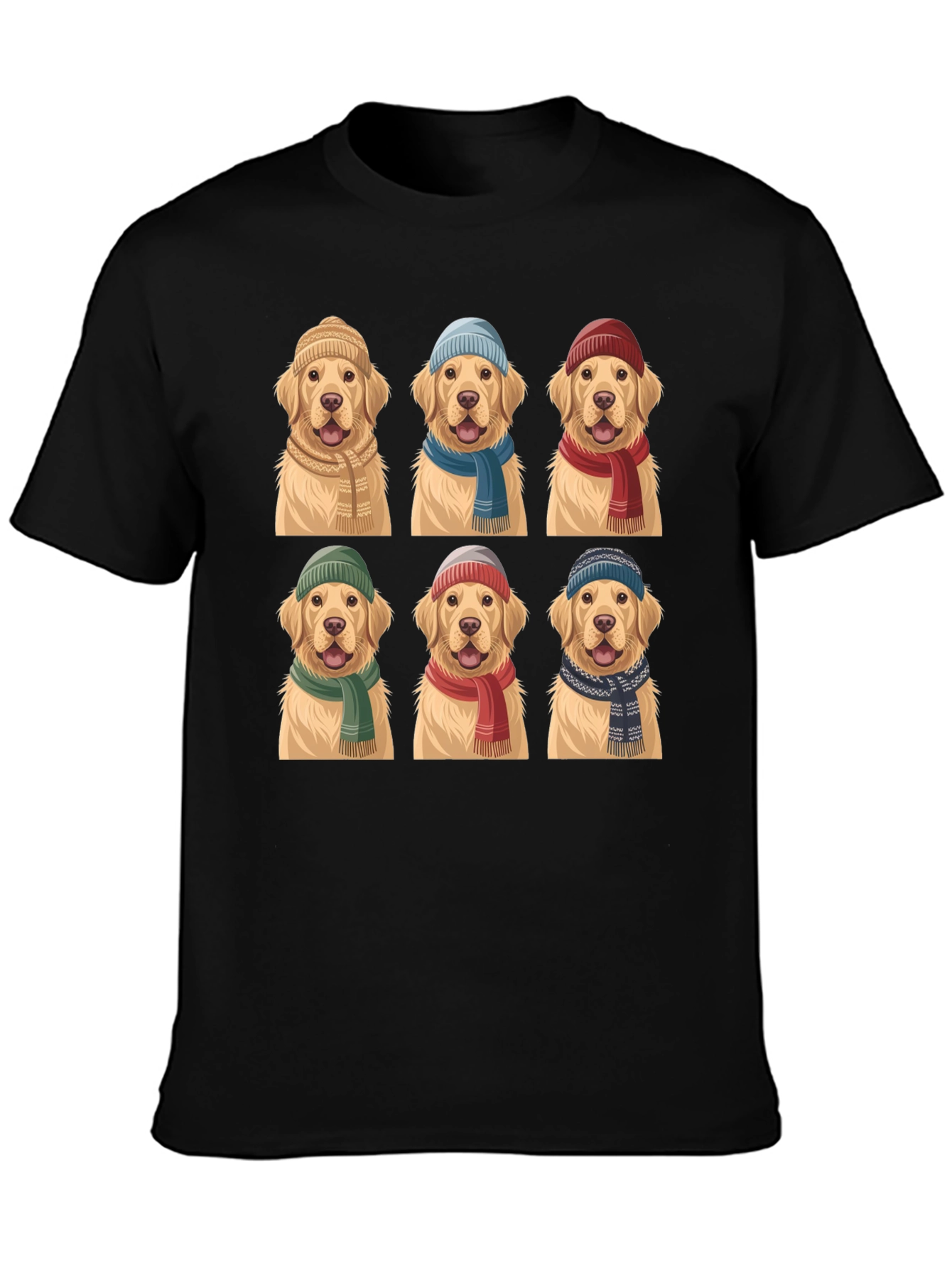 Black Golden Retriever Hats & Scarves T-Shirt view 3