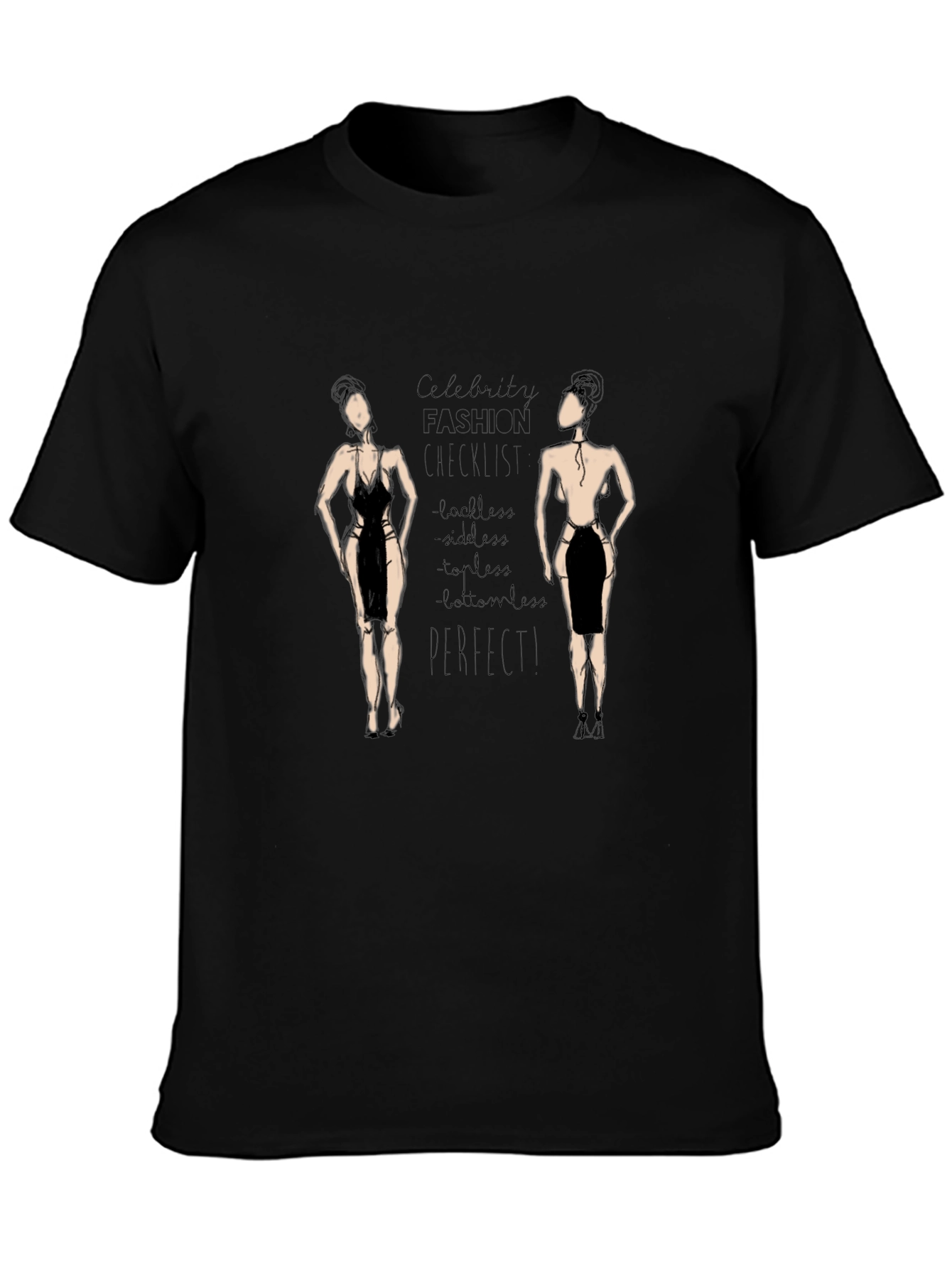 Black Celebrity Fashion Graphic T-Shirt view 3