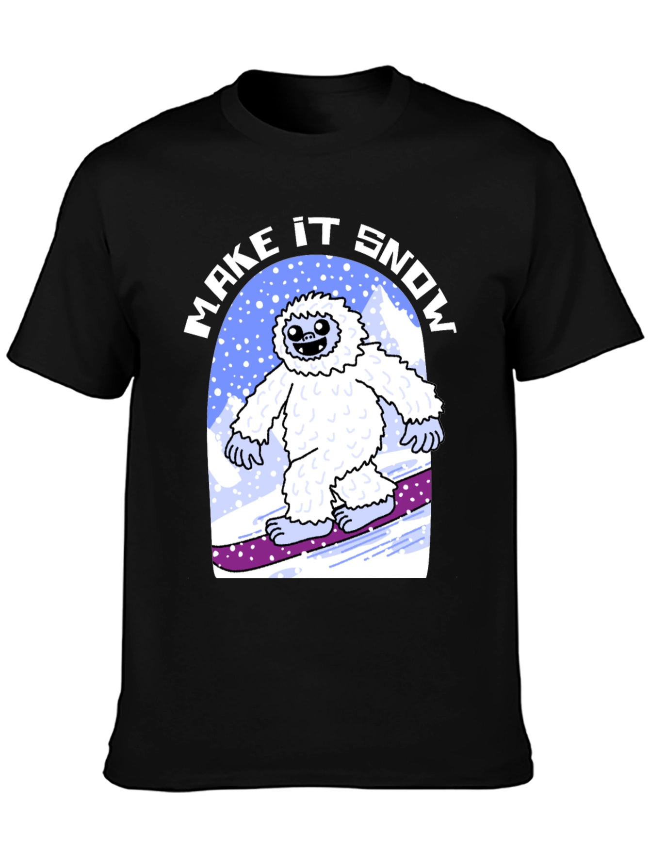 Black Make It Snow Yeti T-Shirt view 3