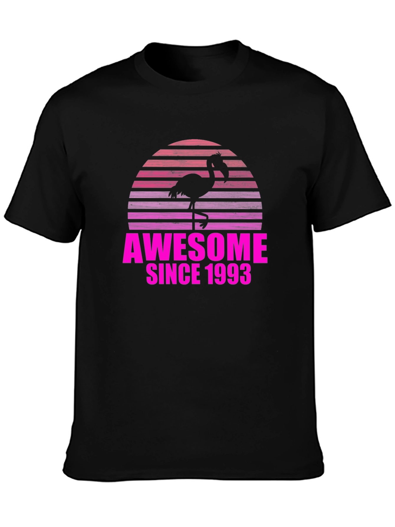 Black Awesome Since 1993 Flamingo T-Shirt view 3