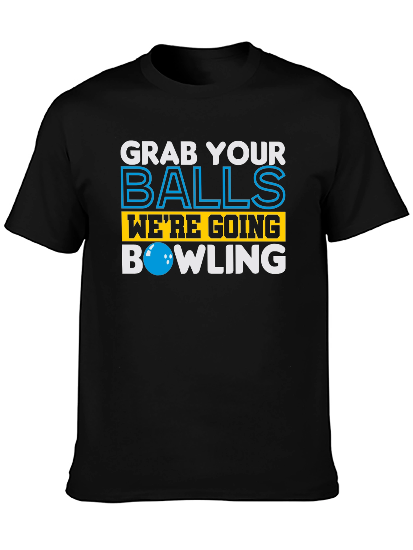 Black Grab Your Balls Bowling Graphic Tee - Funny Bowling Shirt view 3