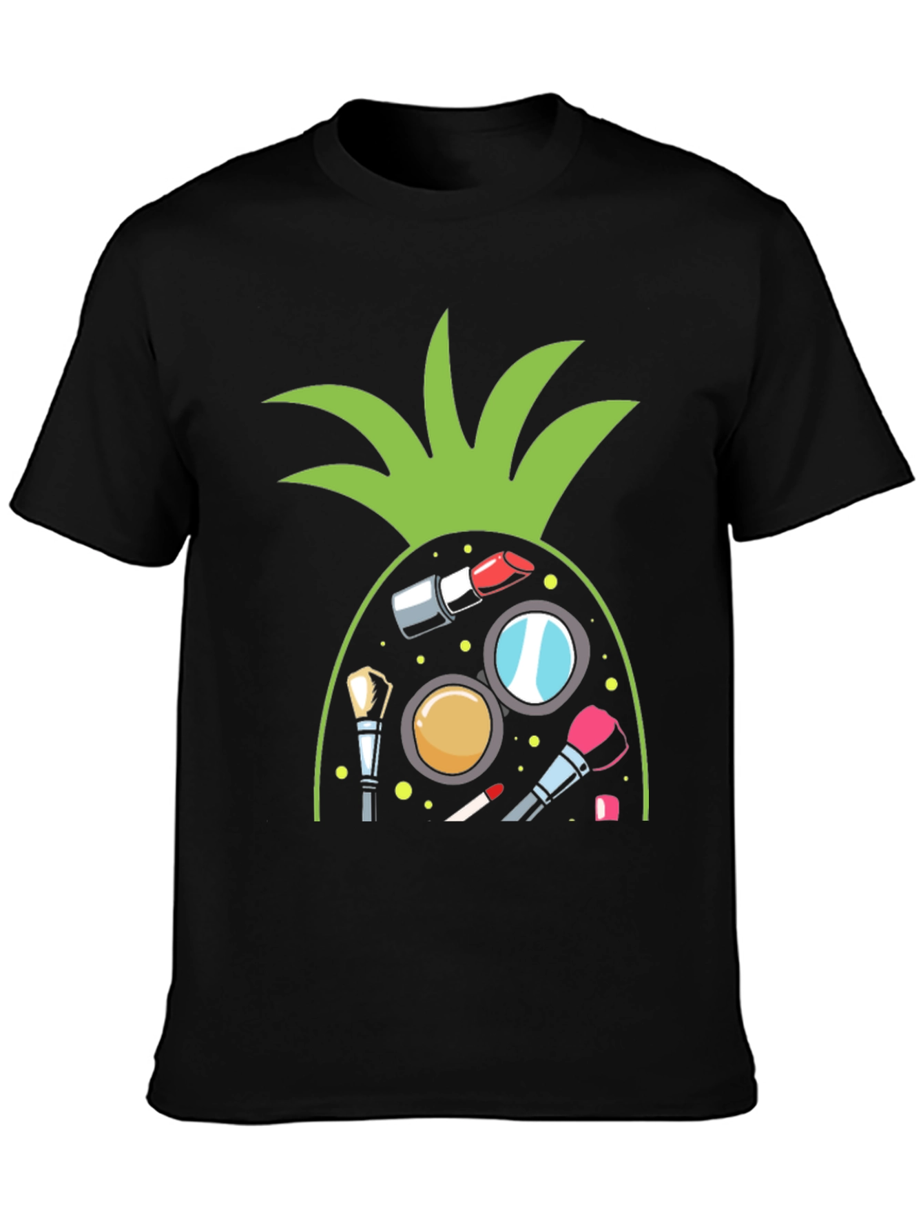 Black Makeup Pineapple Black T-Shirt view 3
