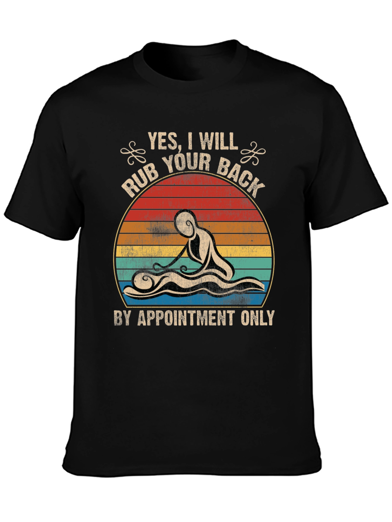 Black Massage Therapy T-Shirt - By Appointment Only view 3
