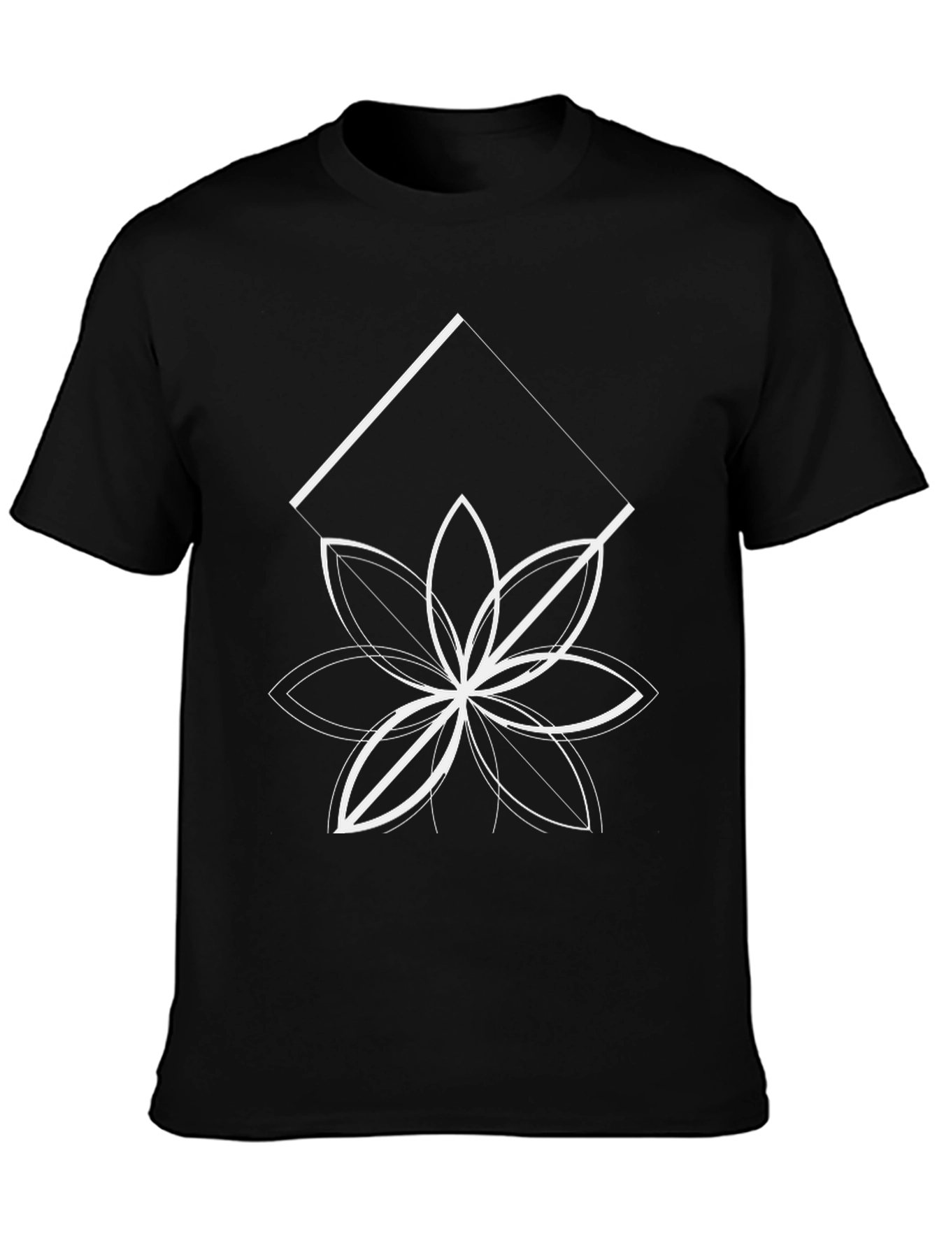 Black Geometric Flower Graphic Tee - Black view 3