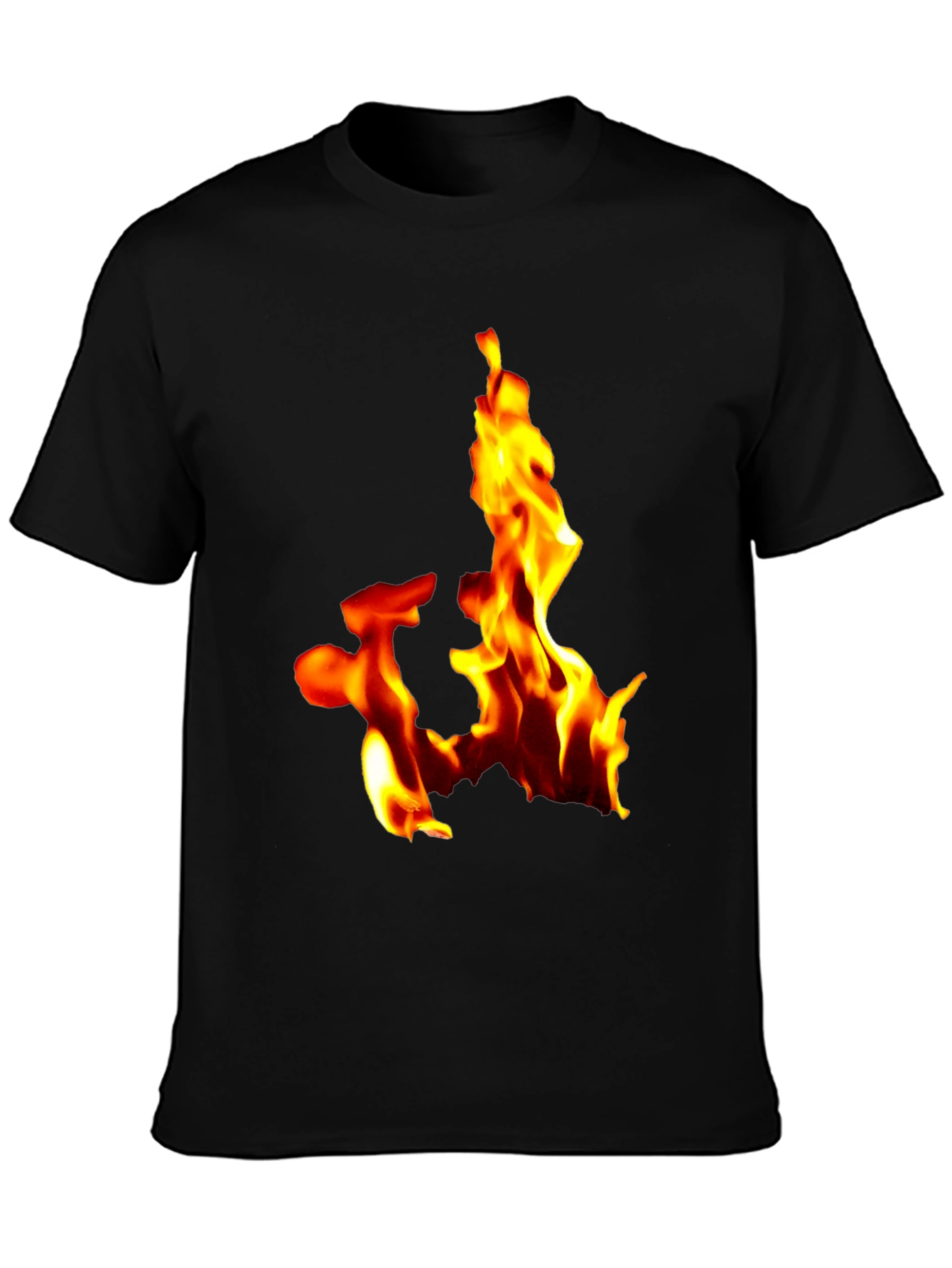 Black Fiery Flames Graphic Tee - Bold Black T-Shirt view 3