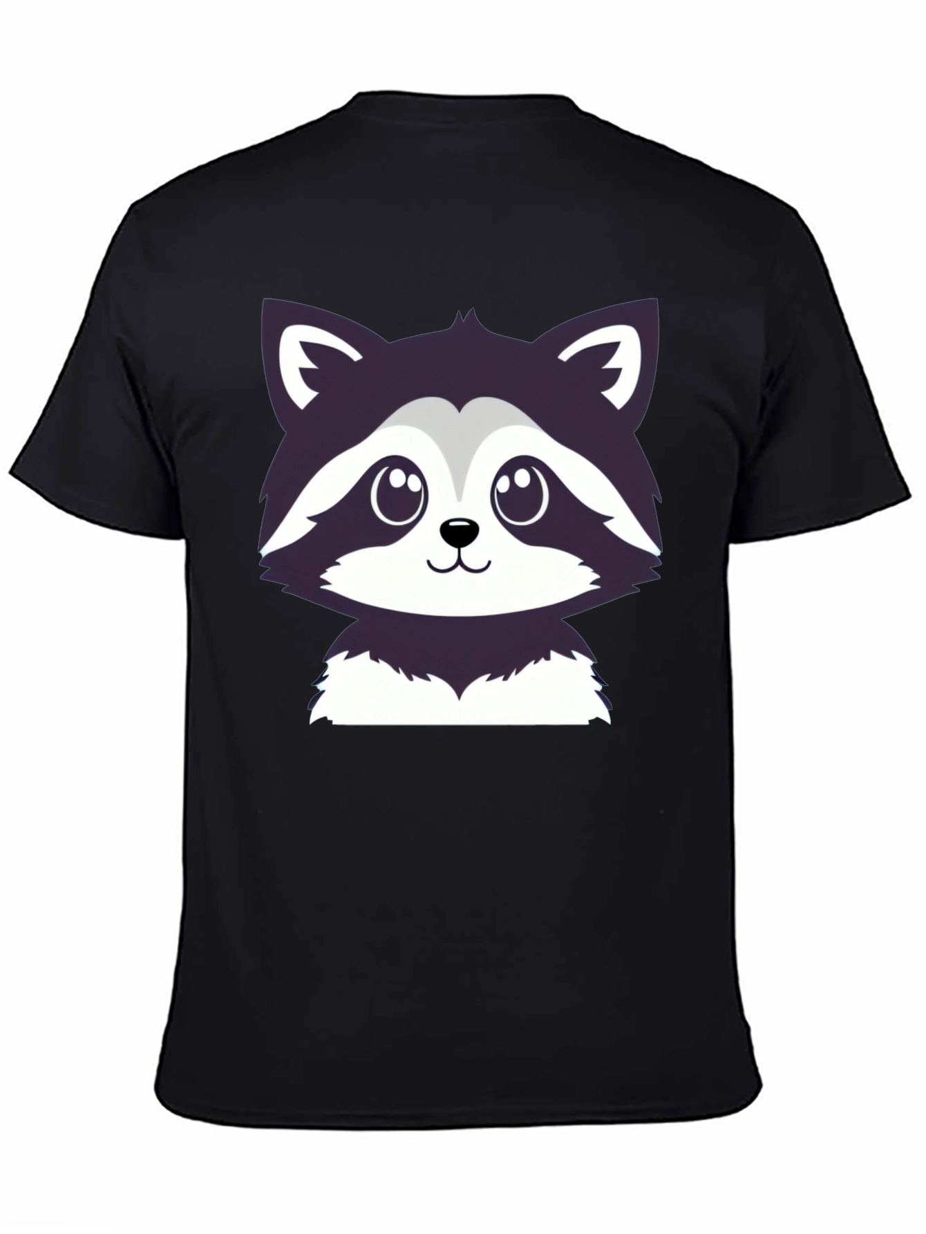 Black Cute Raccoon Graphic Tee - Soft Cotton Blend view 4