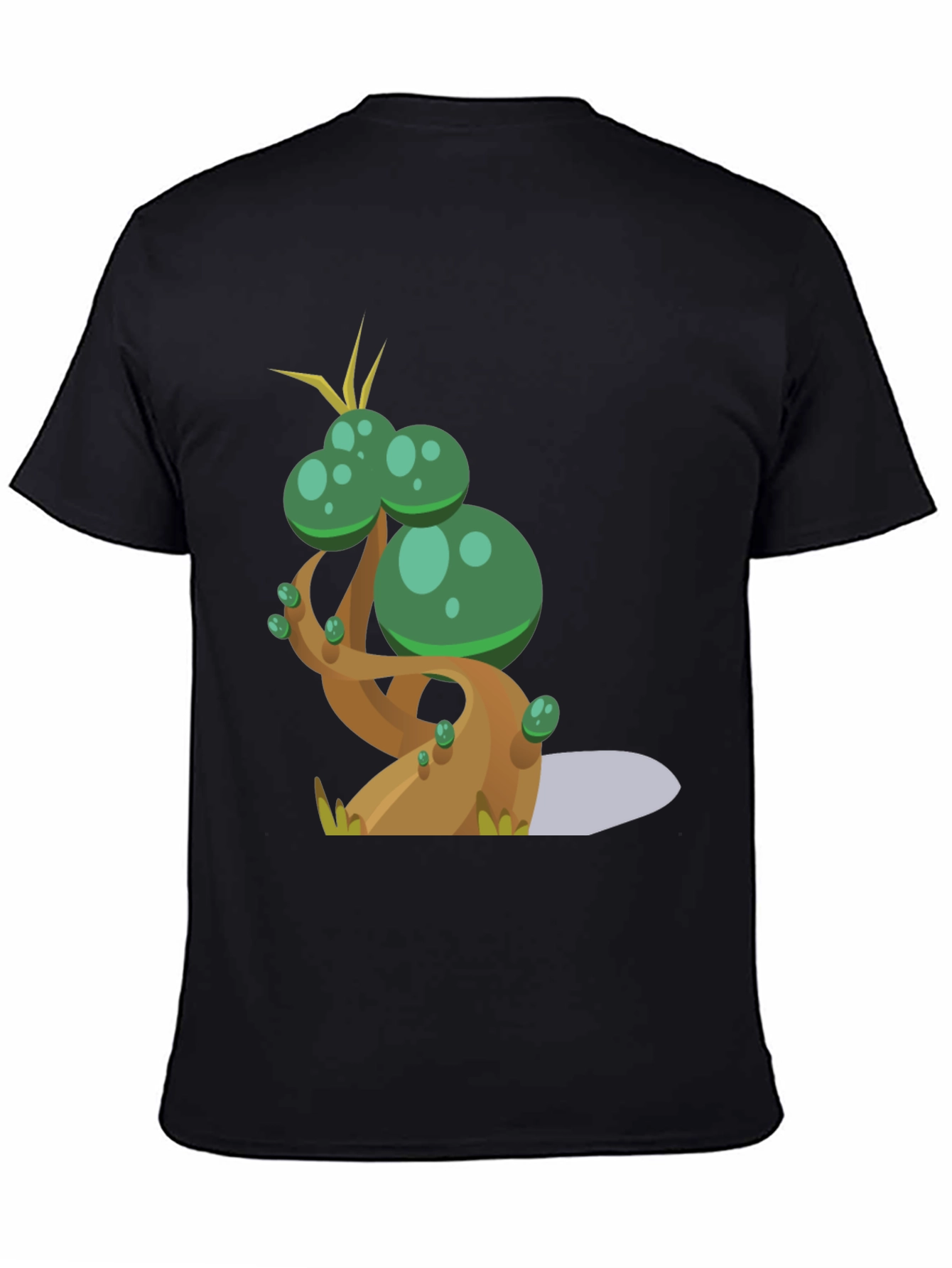Black Cartoon Tree Graphic Tee - Black Cotton Blend T-Shirt view 4