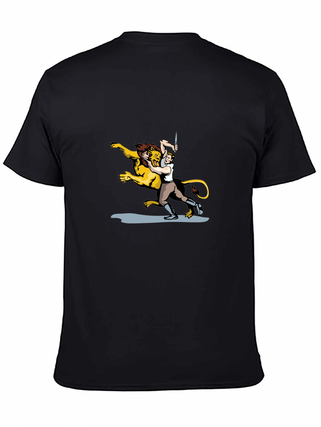 Black Lion Wrestler Graphic Tee - Classic Black T-Shirt view 4