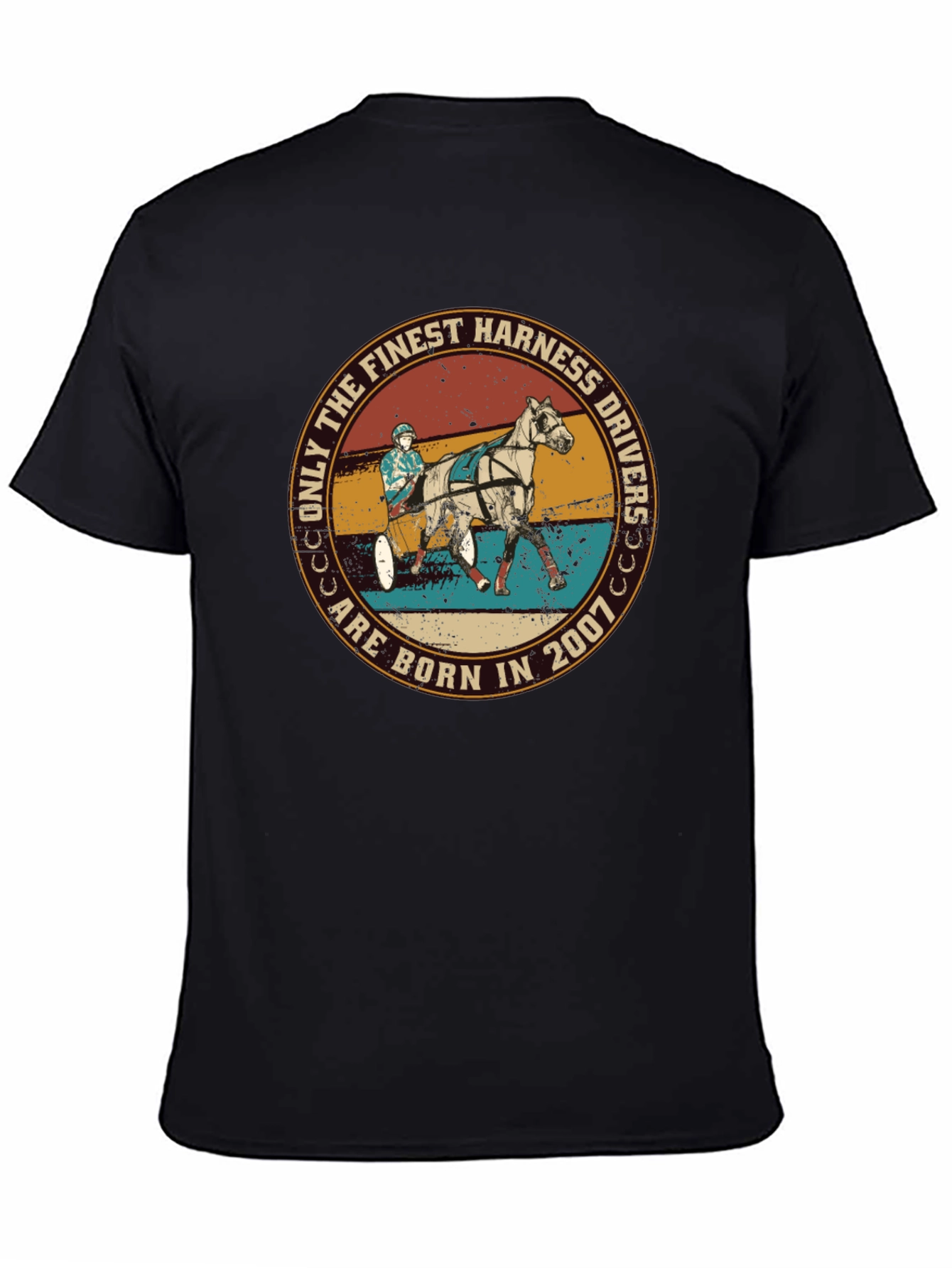 Black Finest Harness Drivers Born in 2007 T-Shirt view 4