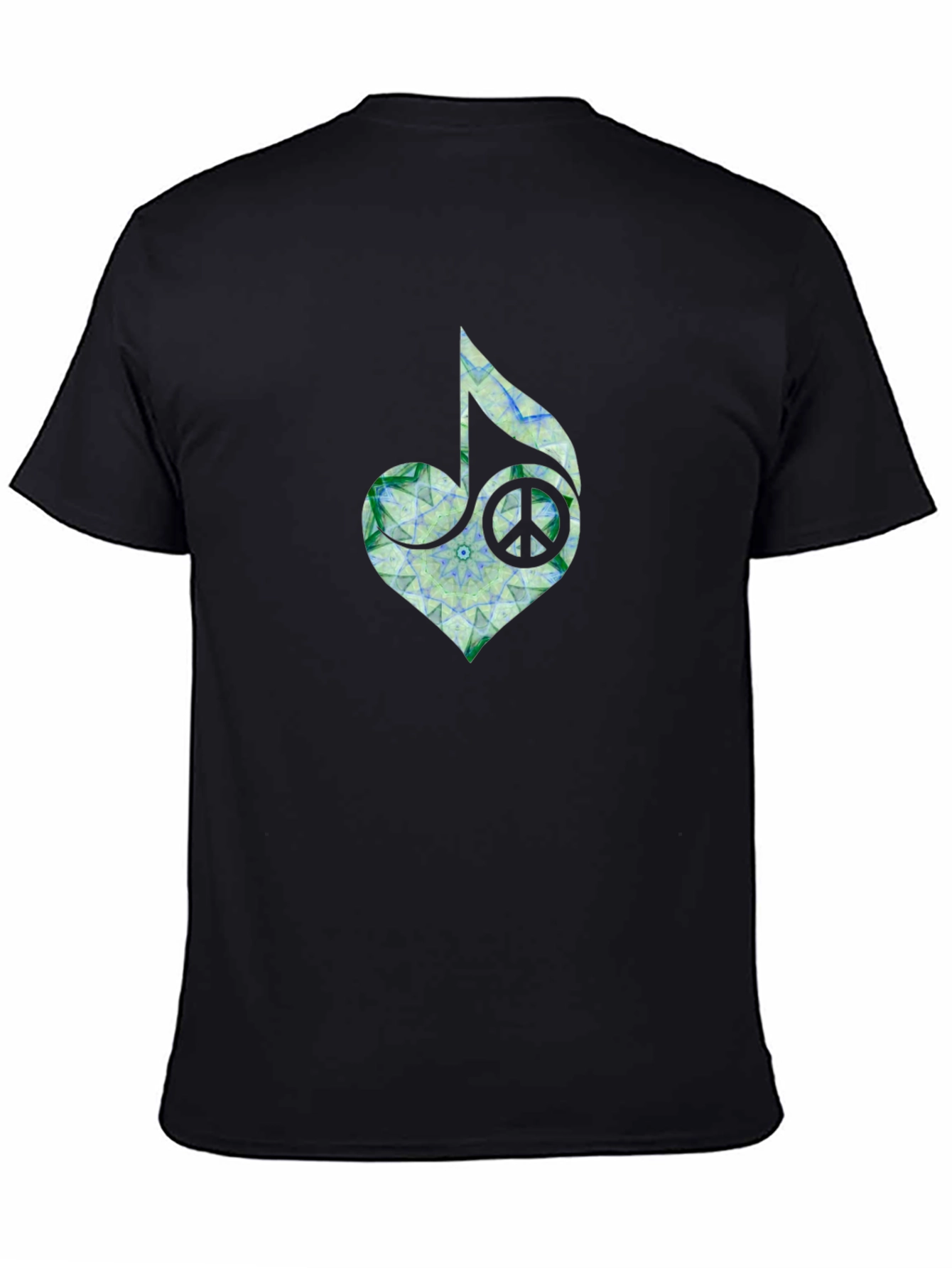 Black Peace Heart Music Note T-Shirt - Black view 4