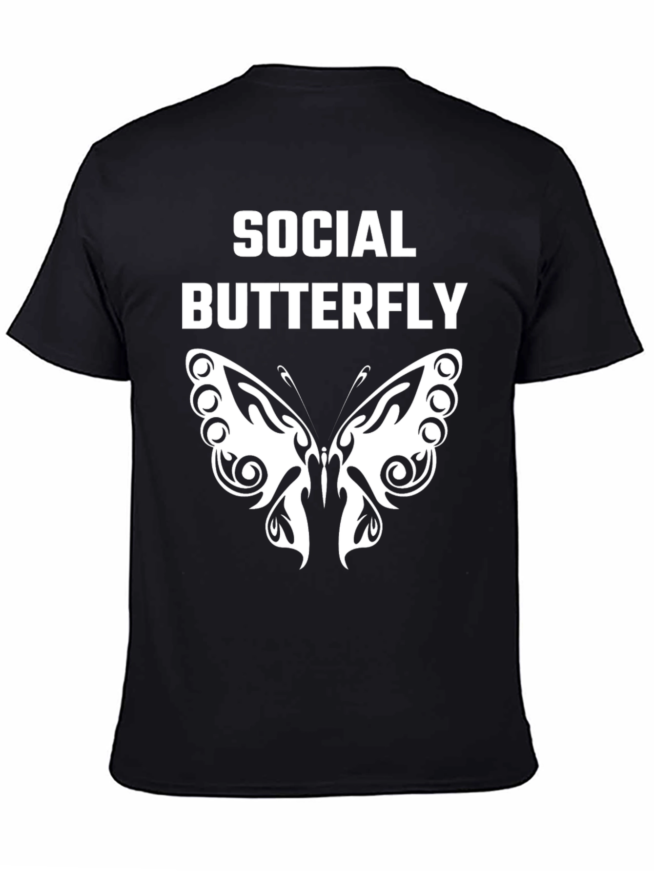 Black Social Butterfly Graphic Tee - Trendy Casual Wear view 4
