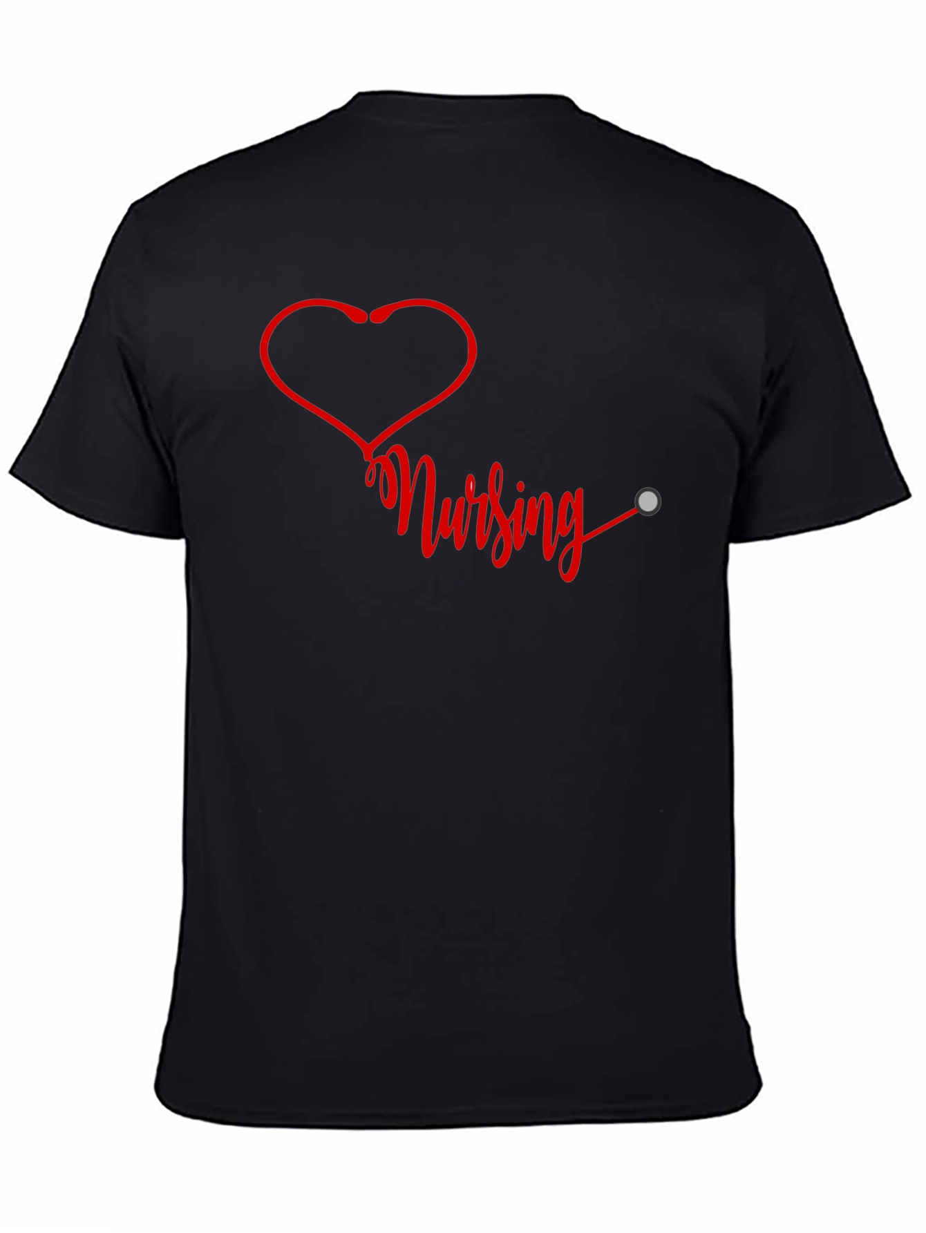 Black Nursing Heartbeat Graphic T-Shirt - Black view 4
