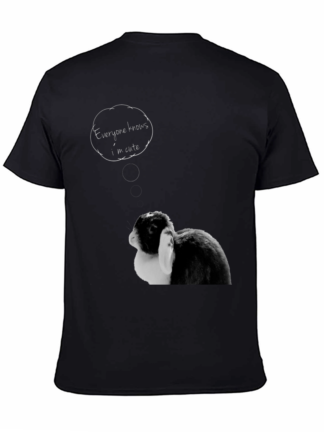Black Cute Bunny T-Shirt - "Everyone Knows I'm Cute" view 4