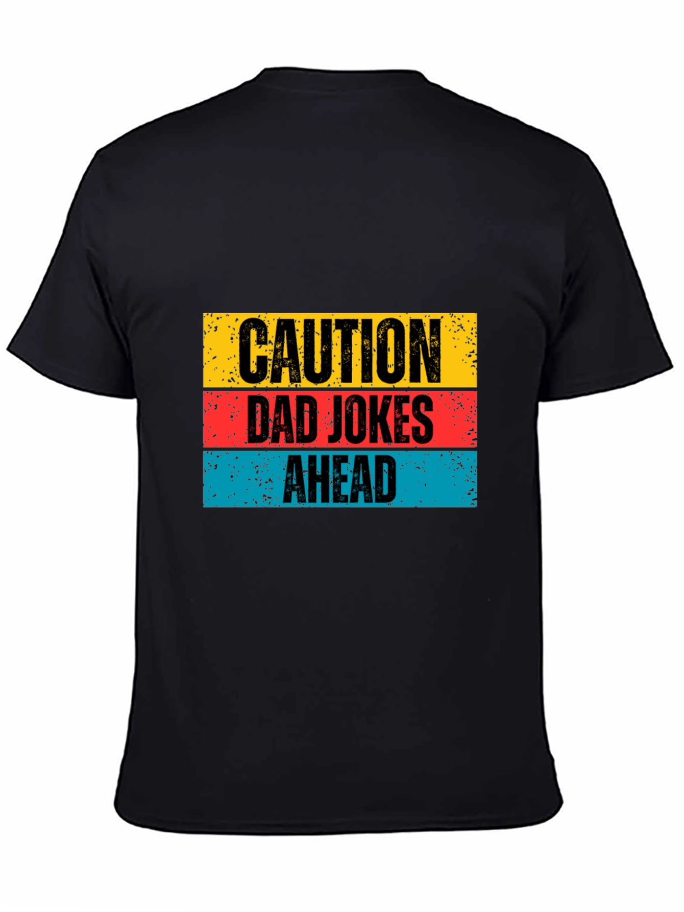 Black Caution Dad Jokes Ahead Graphic Tee view 4