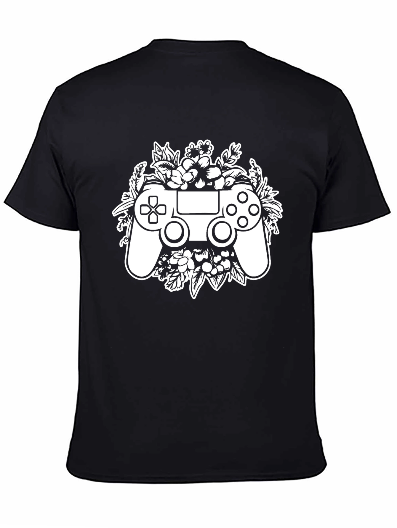 Black Gamer Floral Controller T-Shirt - Black view 4