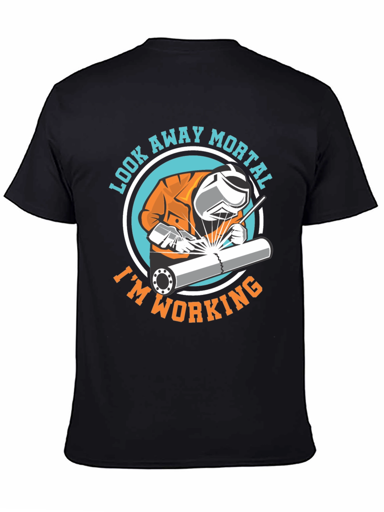 Black Welder T-Shirt - Look Away Mortal I'm Working view 4
