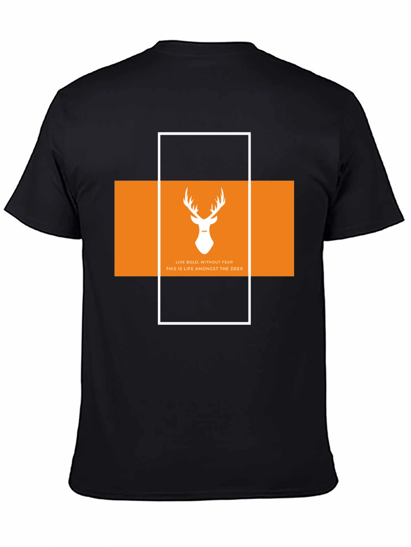 Black Bold Deer Graphic Tee - Stylish Black Cotton T-Shirt view 4
