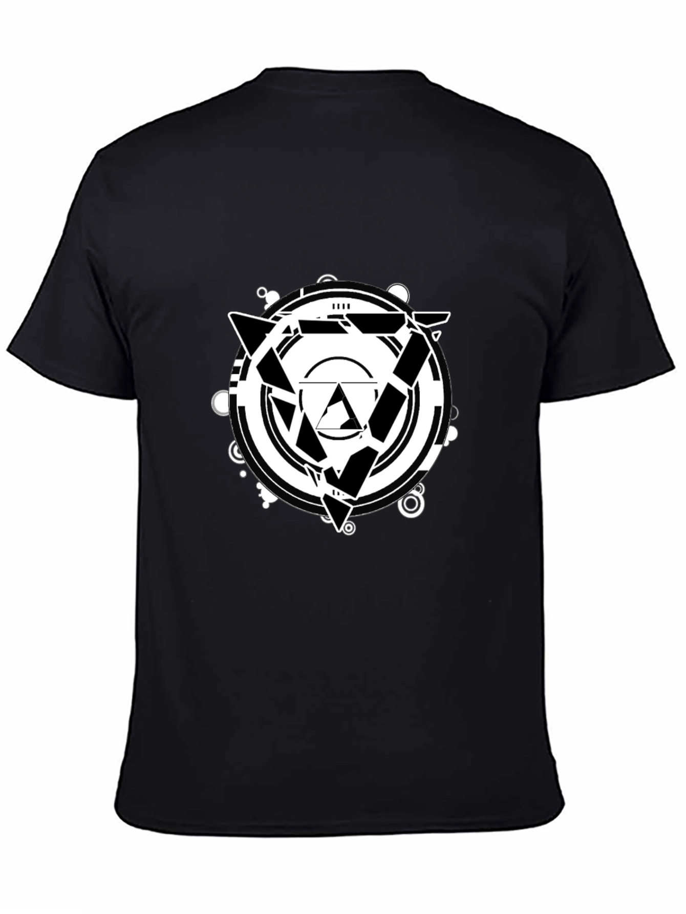 Black Geometric Design Black T-Shirt view 4