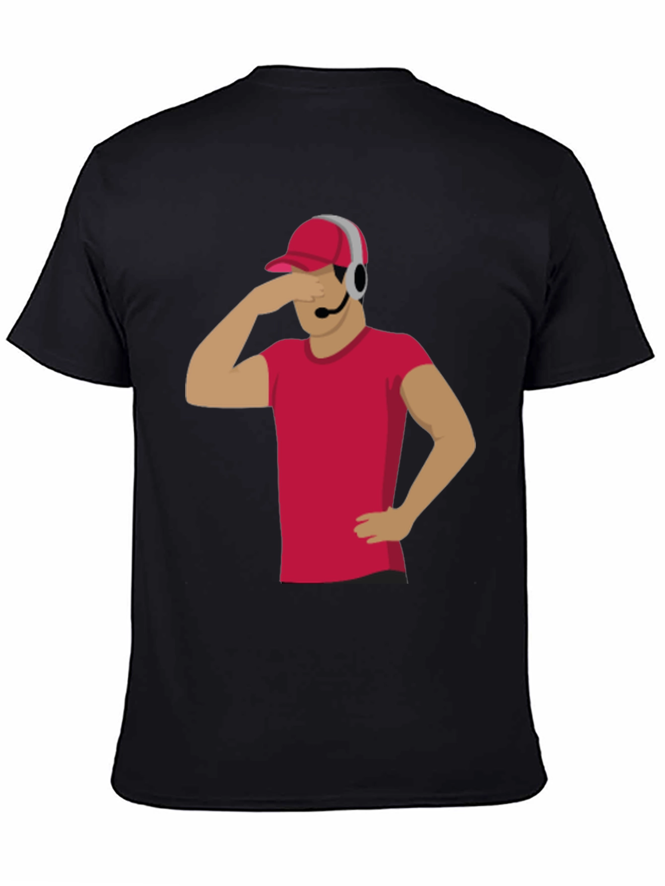 Black Funny Gamer T-Shirt with Headset - Novelty Graphic Tee view 4