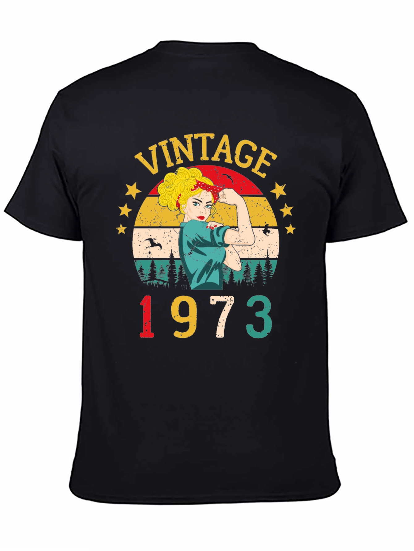 Black Vintage 1973 Birthday T-Shirt view 4