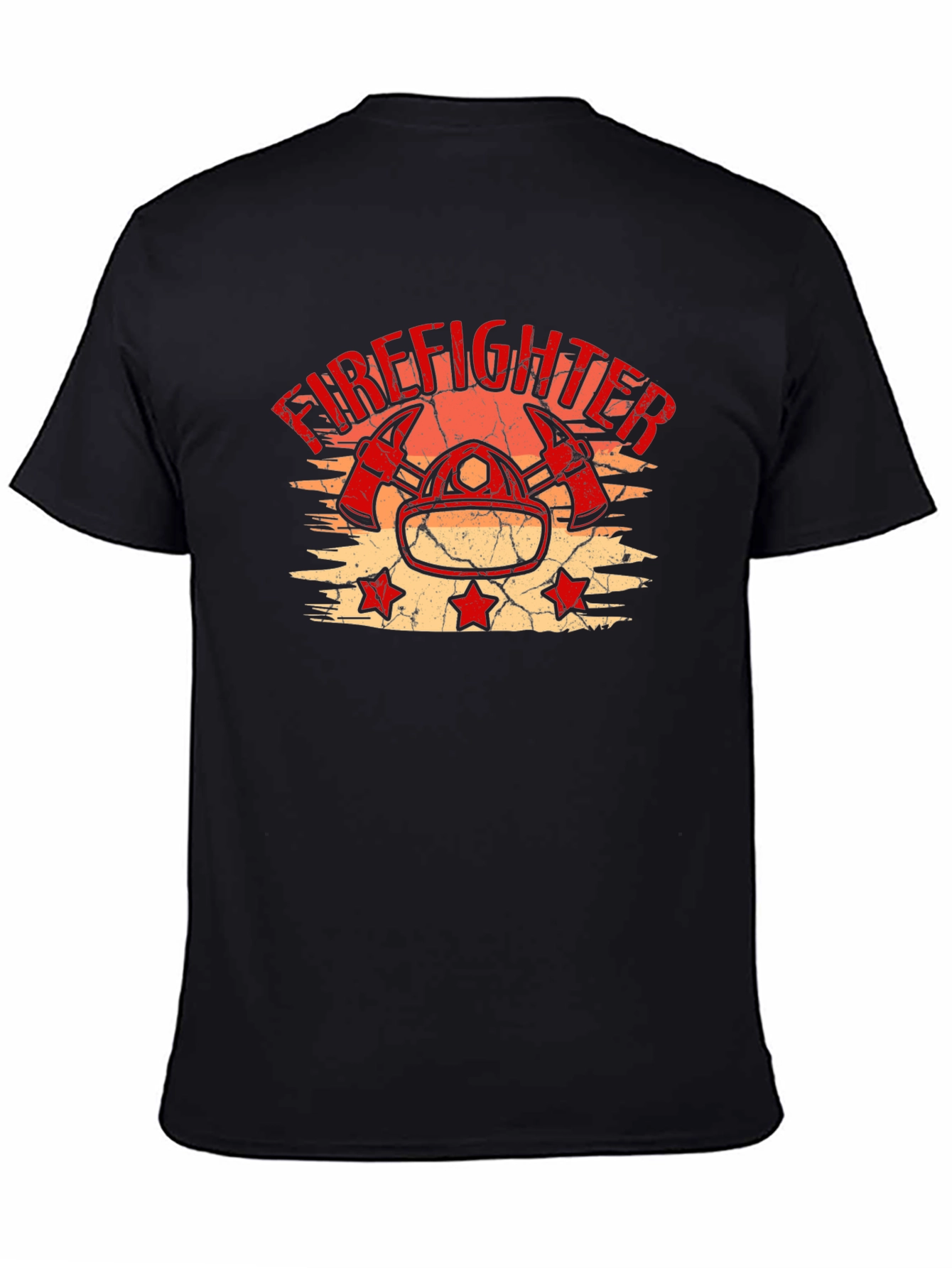 Black Firefighter T-Shirt - Distressed Graphic Tee view 4