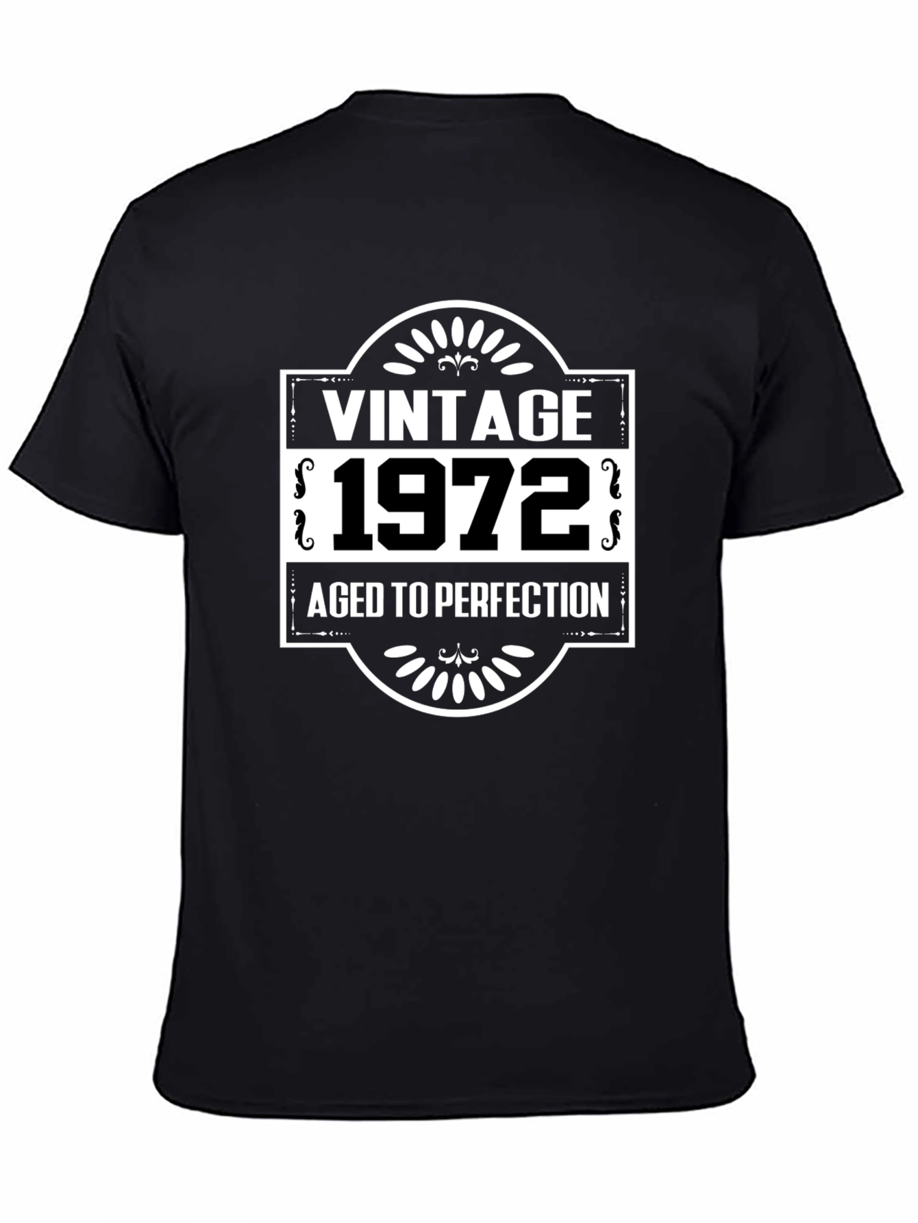 Black Vintage 1972 Aged To Perfection Black Graphic T-Shirt view 4