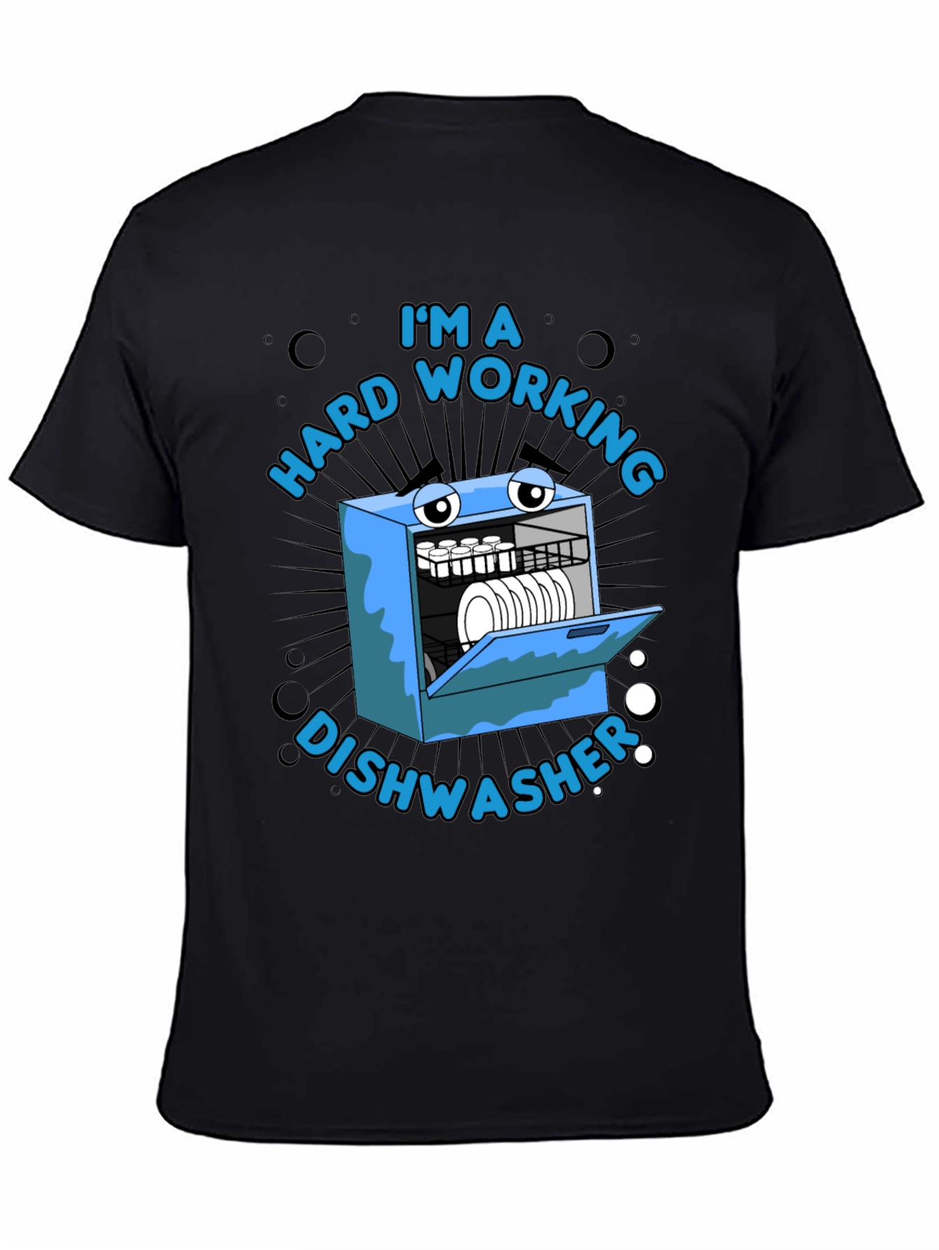 Black Hard Working Dishwasher Graphic T-Shirt view 4
