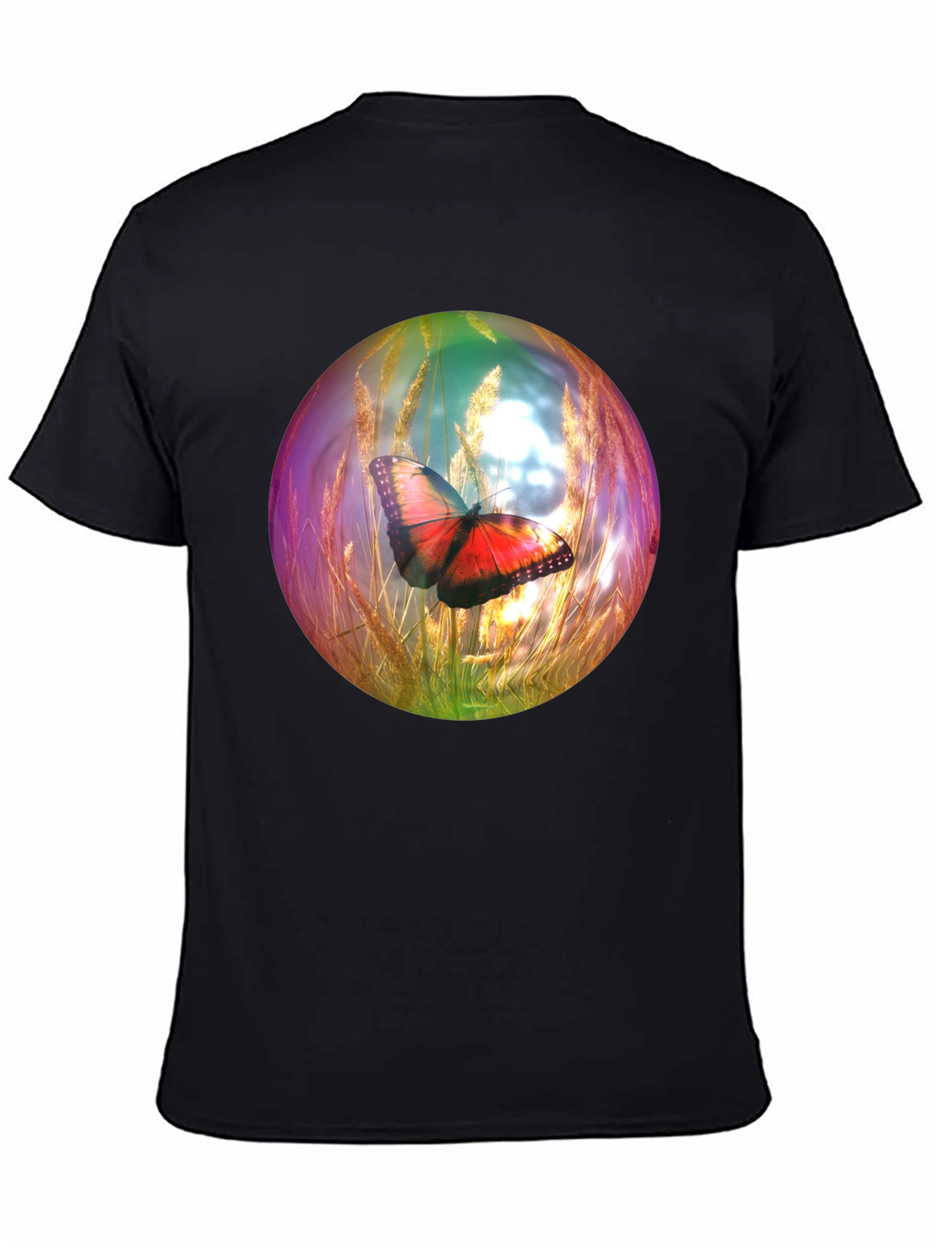 Black Butterfly Orb Graphic T-Shirt - Unique Design view 4