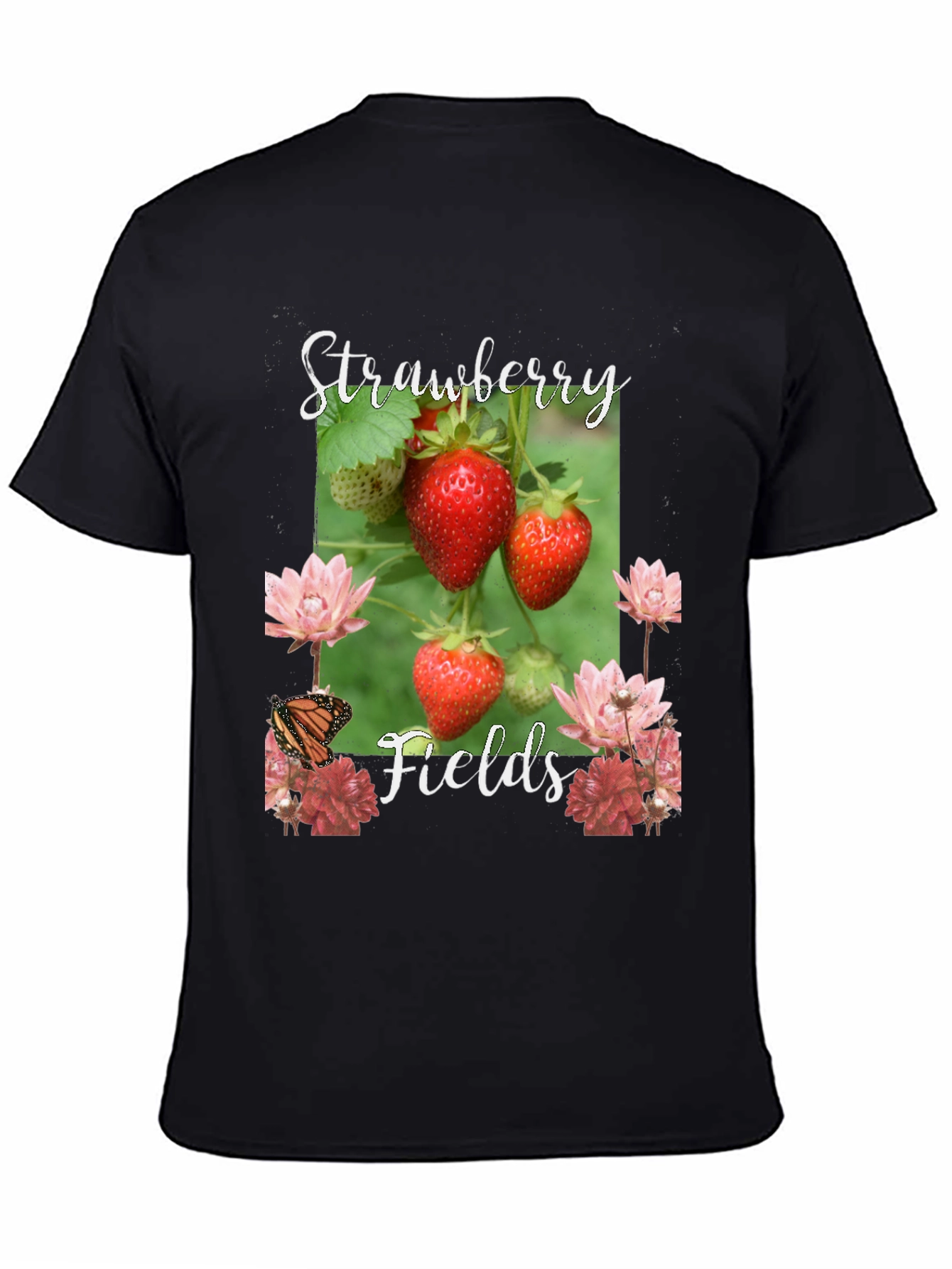 Black Strawberry Fields Graphic T-Shirt view 4