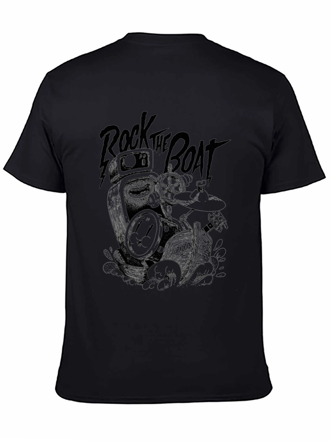 Black Rock the Boat Graphic Tee - Black Cotton Blend view 4