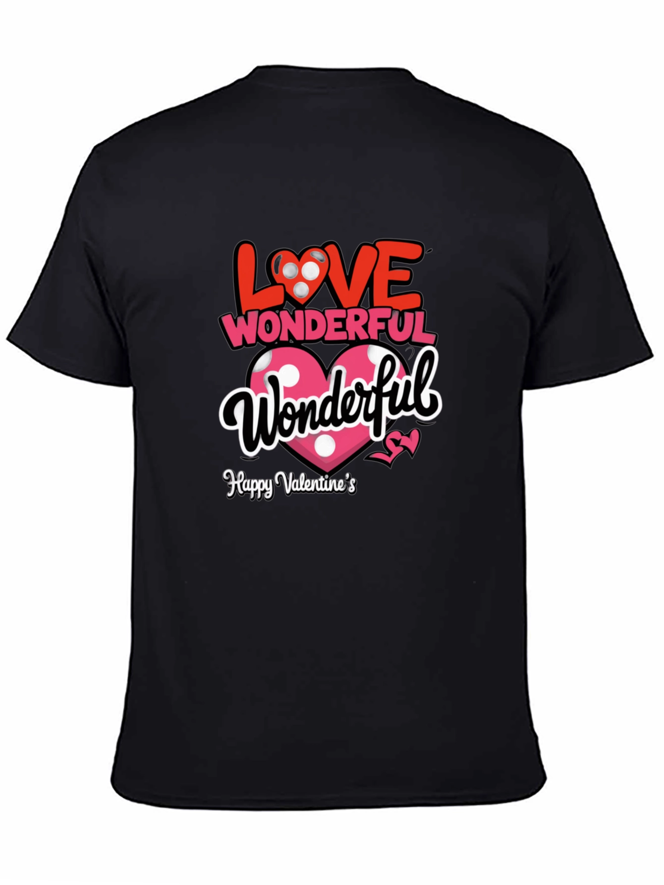 Black Love Wonderful Valentine's Day Black T-Shirt view 4