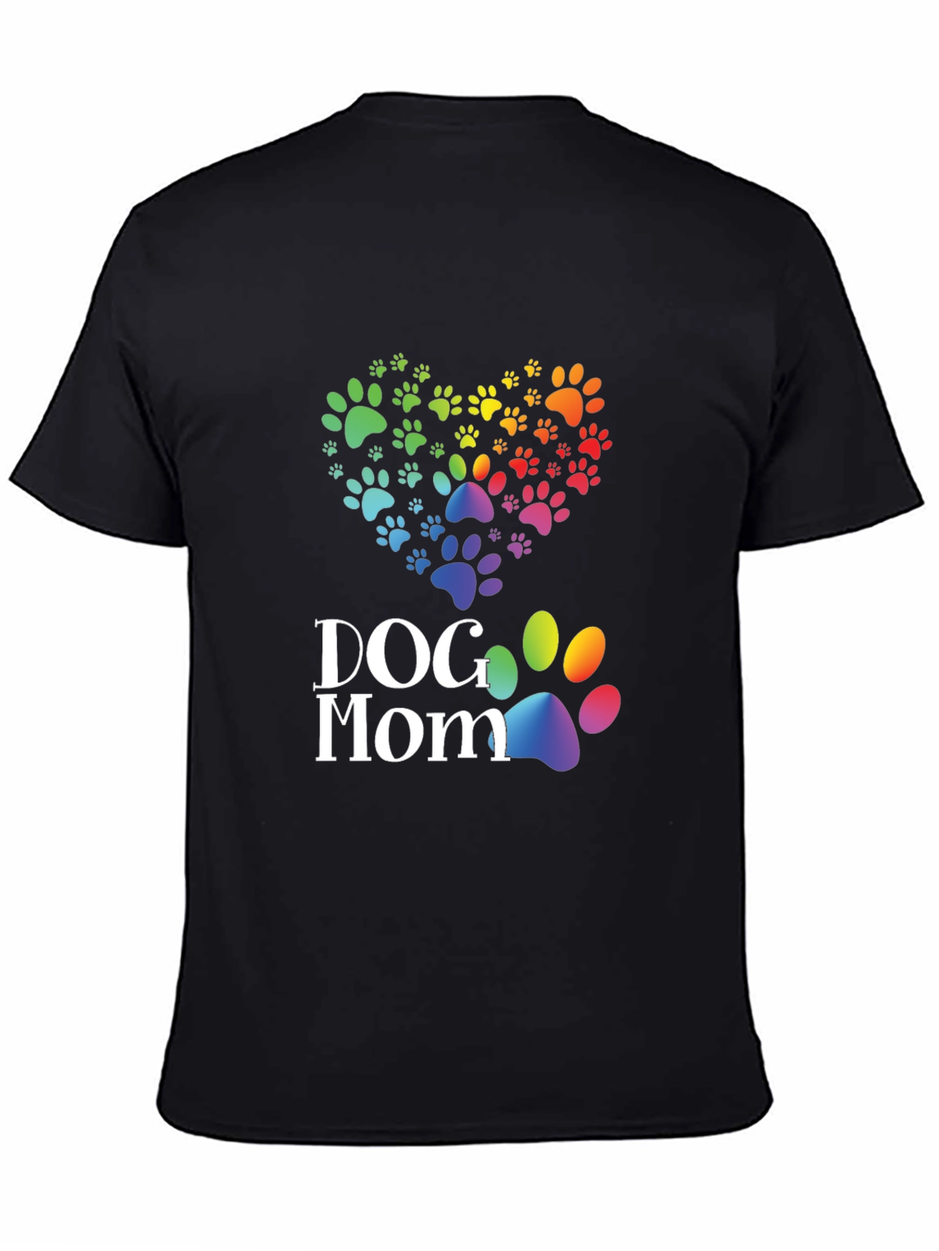 Black Dog Mom Paw Print Heart T-Shirt view 4