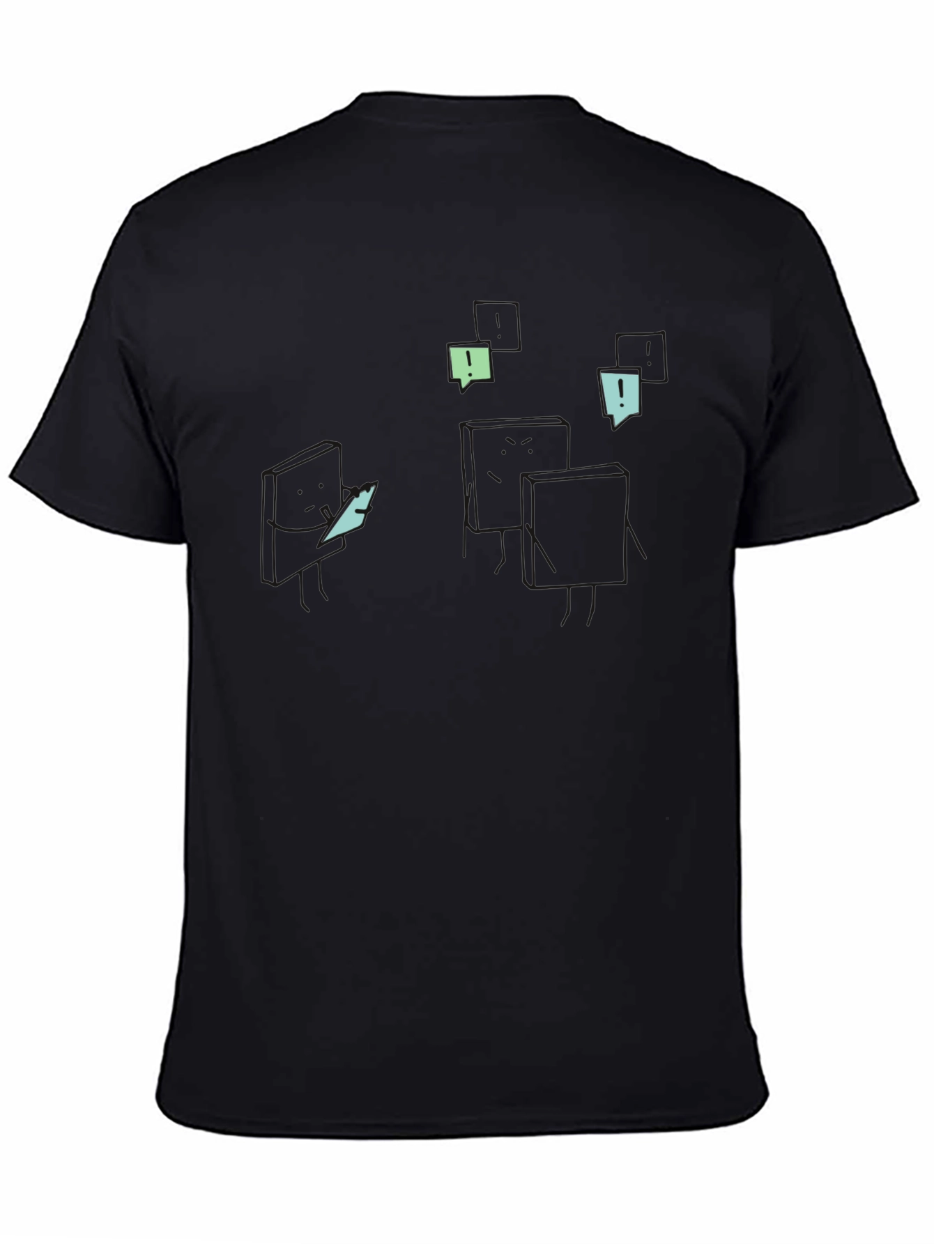 Black Graphic Black T-Shirt - Chat Bubble Design view 4