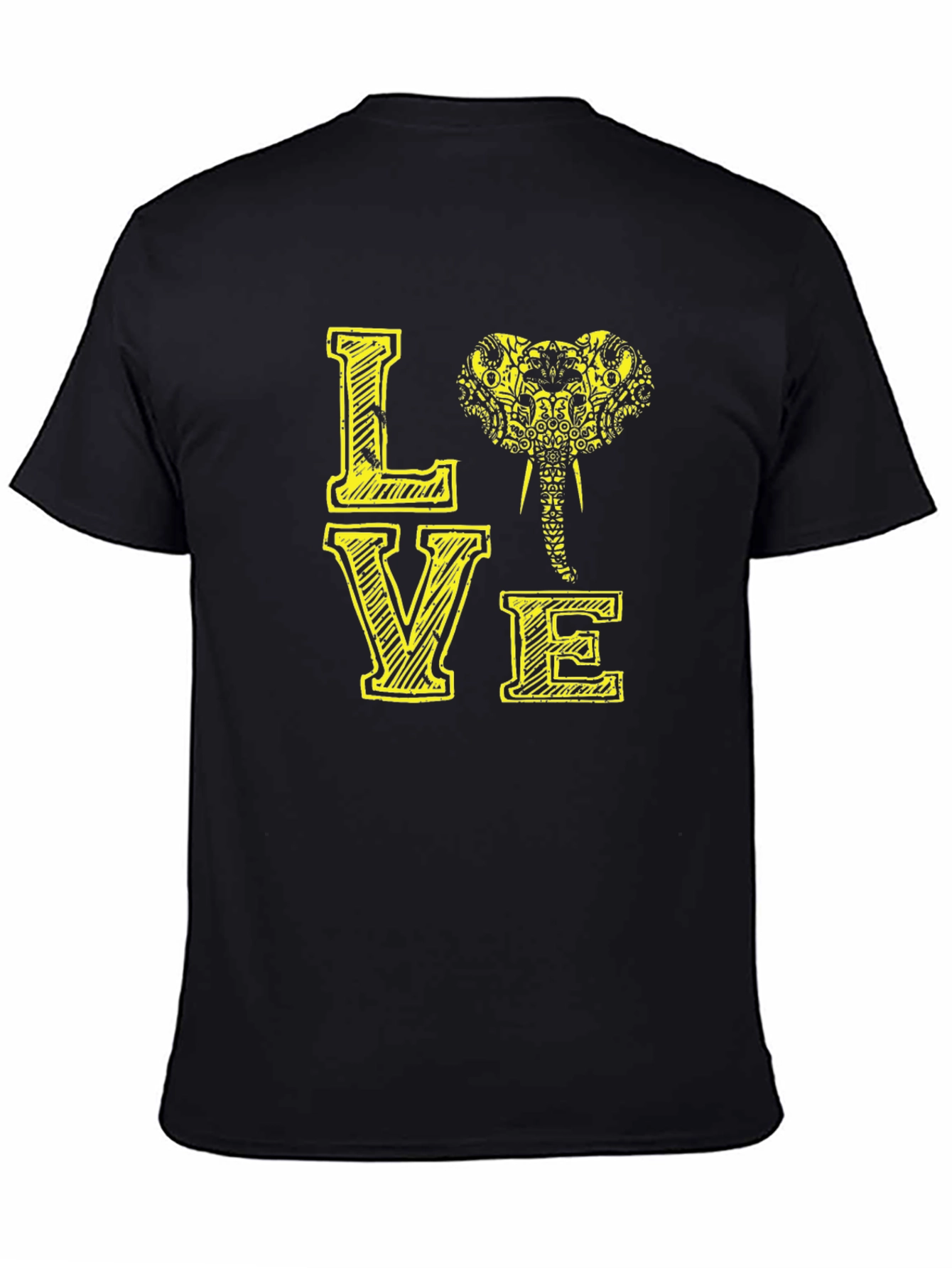 Black Love Elephant Graphic Tee - Black Cotton T-Shirt view 4