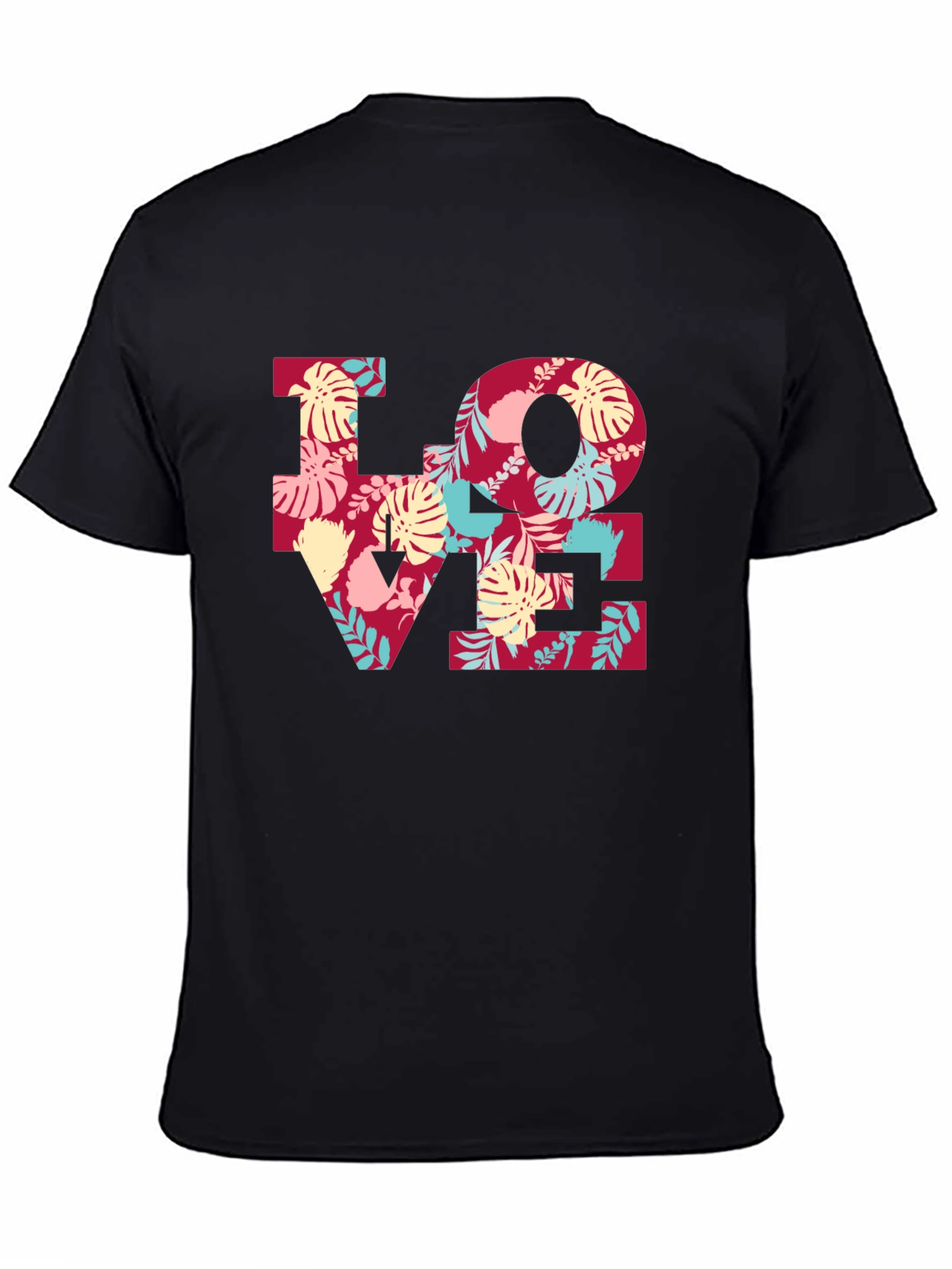 Black Floral LOVE Graphic Tee - Black Casual T-Shirt view 4