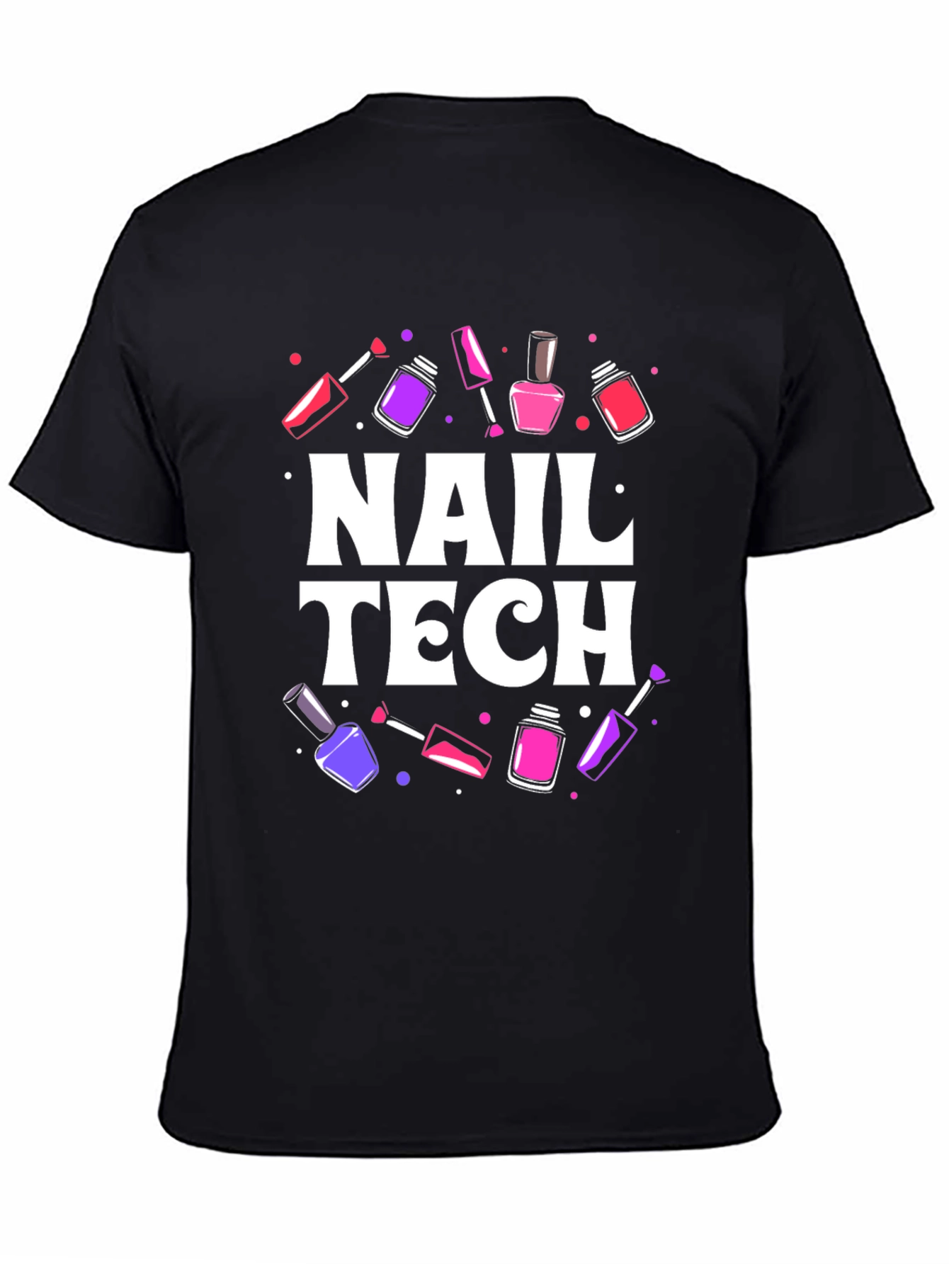 Black Nail Tech T-Shirt - Stylish Manicure Design view 4