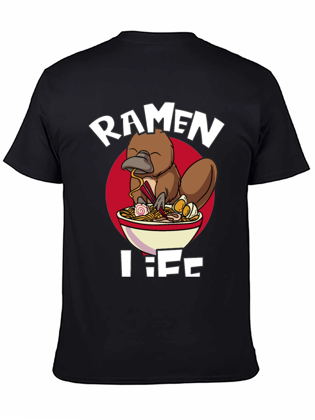 Black Ramen Life Platypus T-Shirt - Unique Graphic Tee view 4
