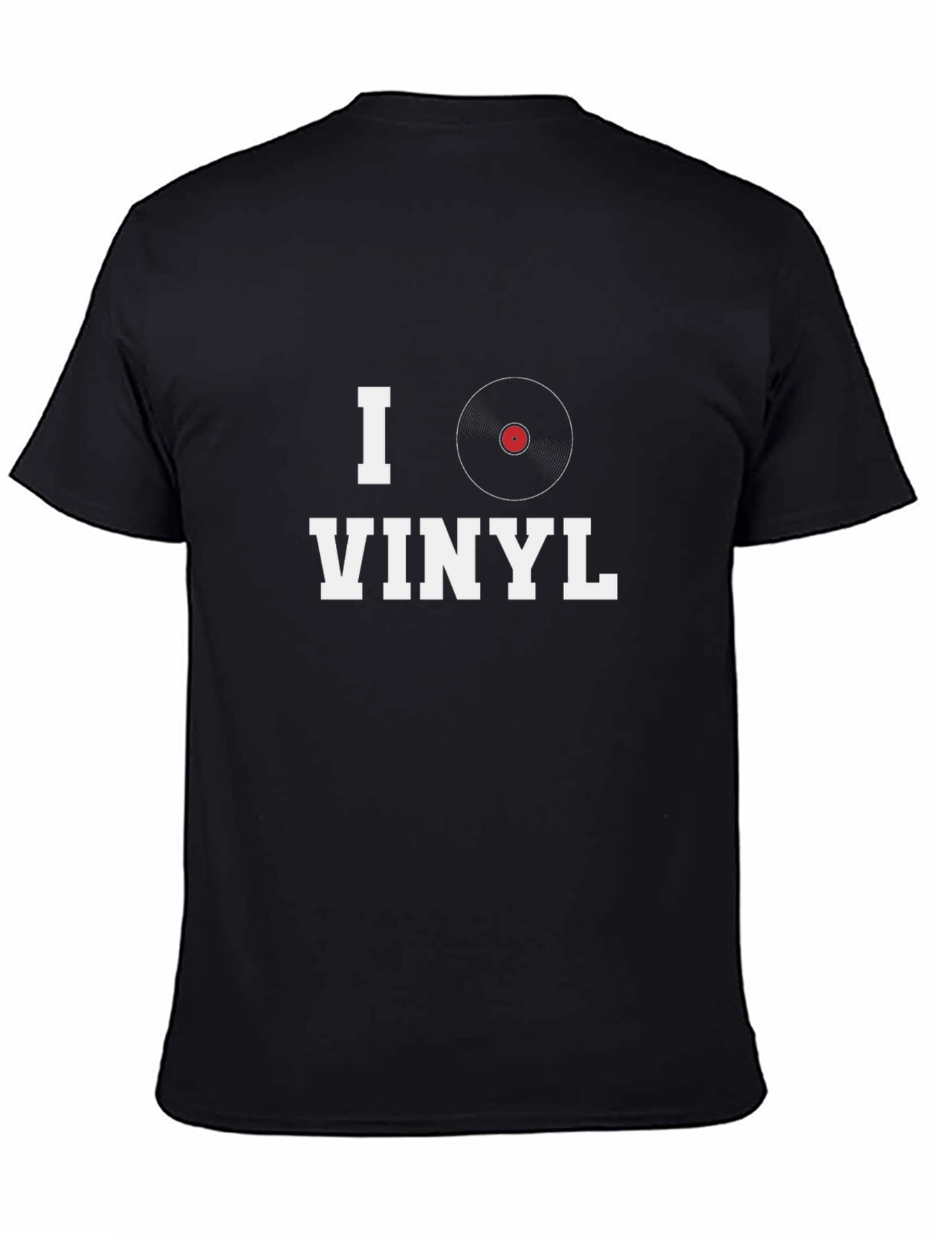 Black I Heart Vinyl Graphic Tee - Music Lover's T-Shirt view 4