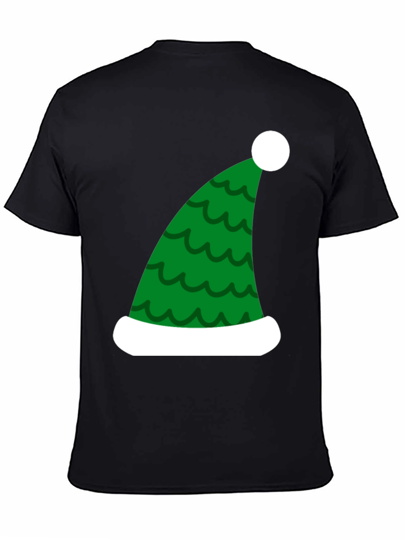 Black Festive Christmas Elf Hat T-Shirt view 4